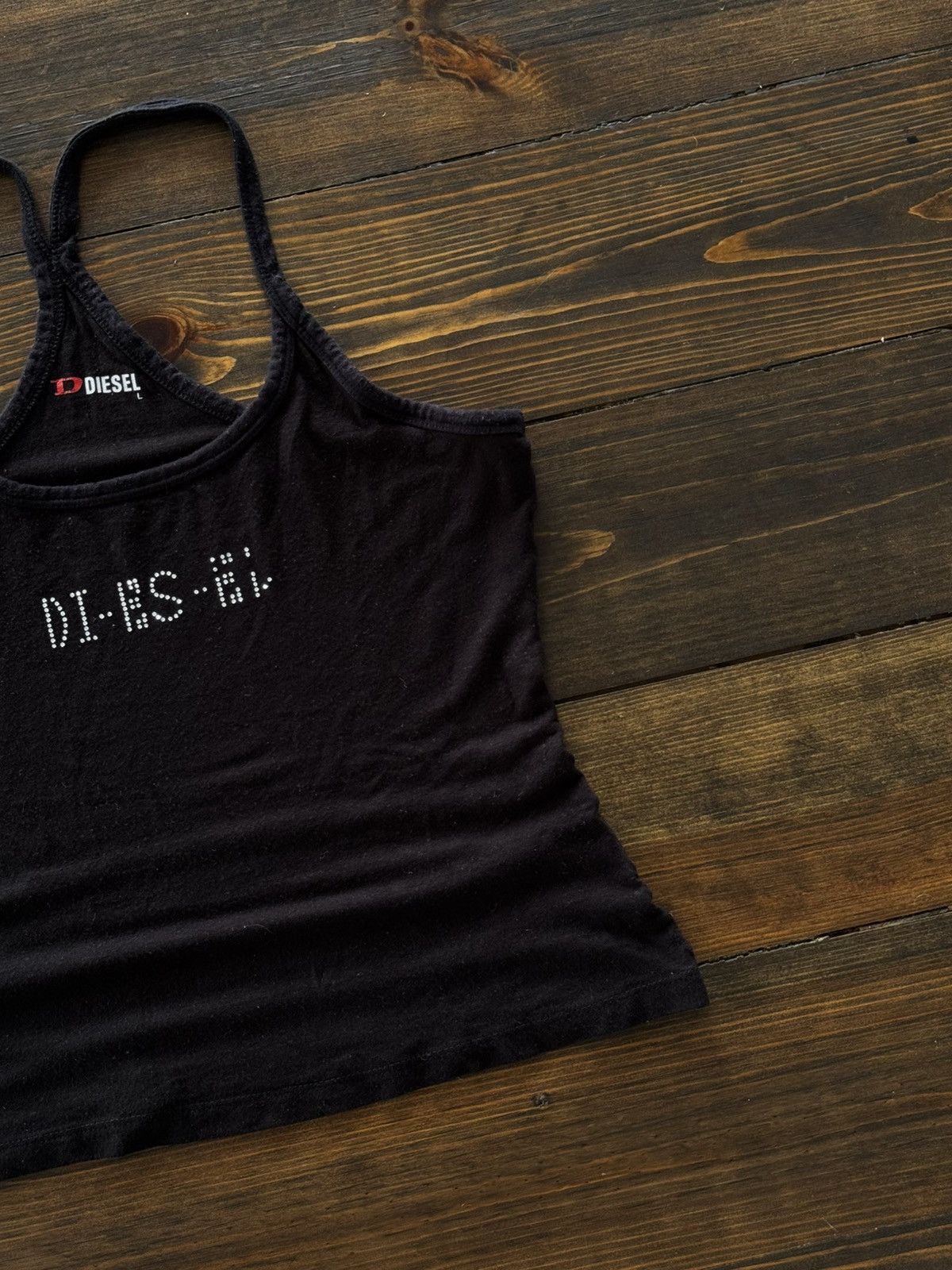 Y2K Diesel Sexy Rhinestones Logo Crop Top