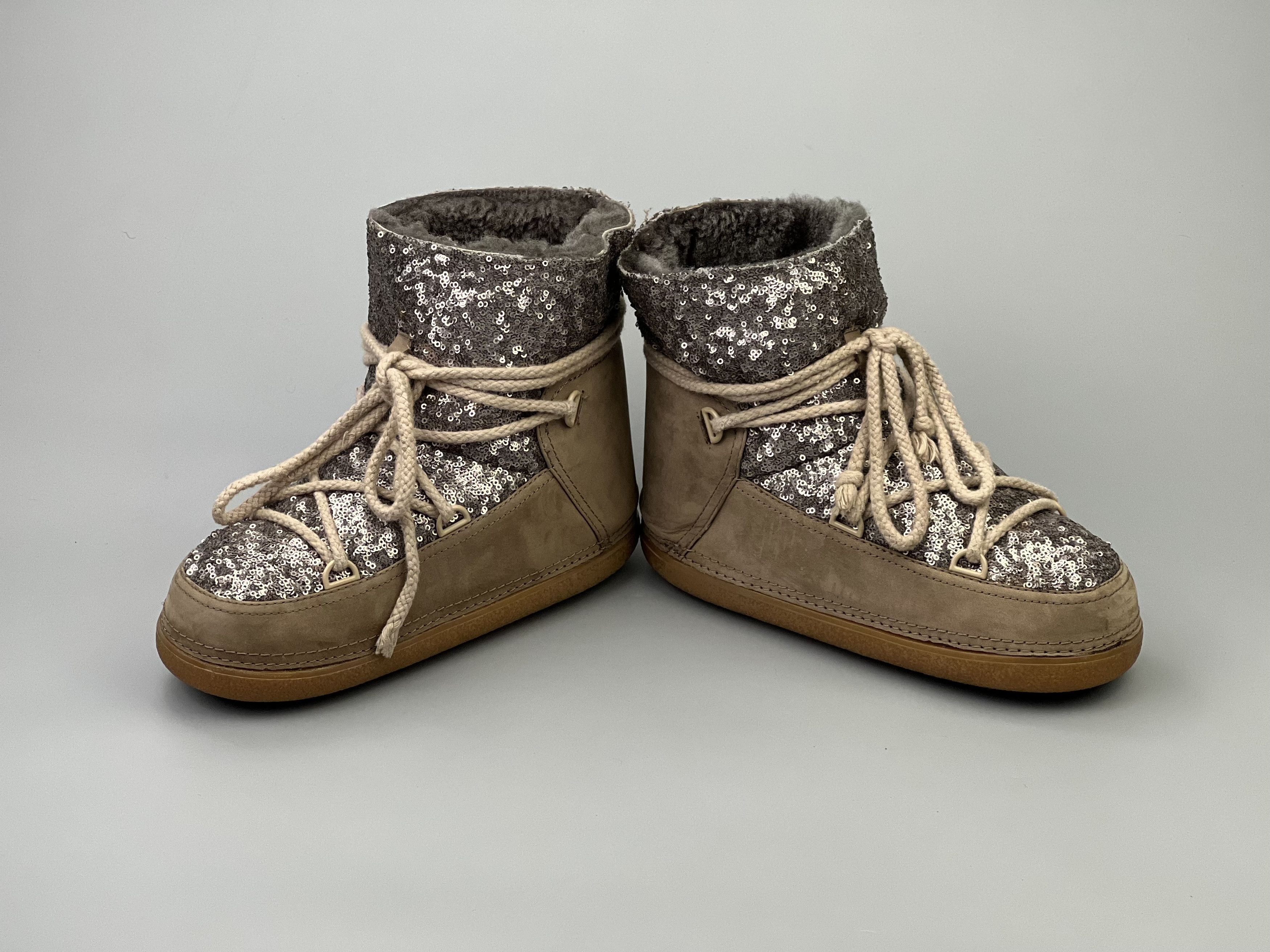 Designer IKKII Sequins Leather Sheepskin Shearling Snow Moon Boots Size US 9 / IT 39 - 5 Thumbnail
