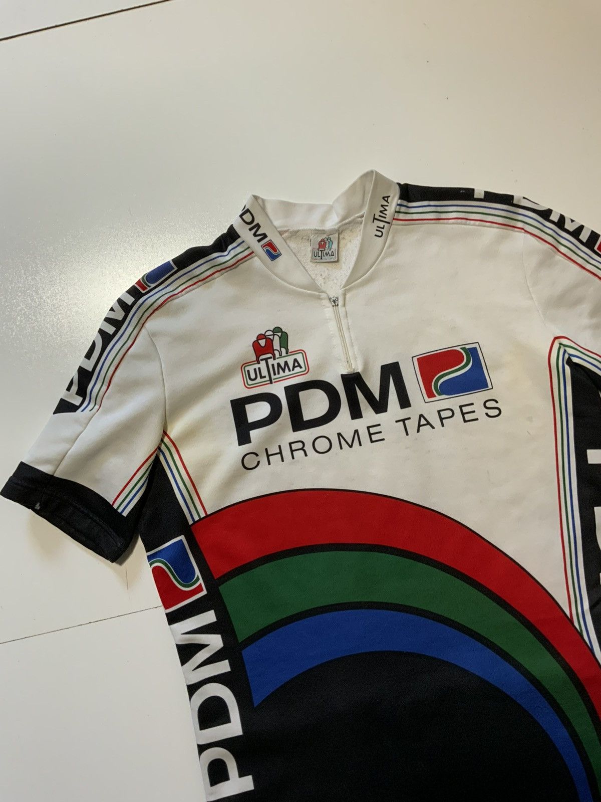 Vintage Vintage 80s 90s Ultima PDM Cycling Team Italy 1/4 Zip Jersey Size US L / EU 52-54 / 3 - 3 Thumbnail