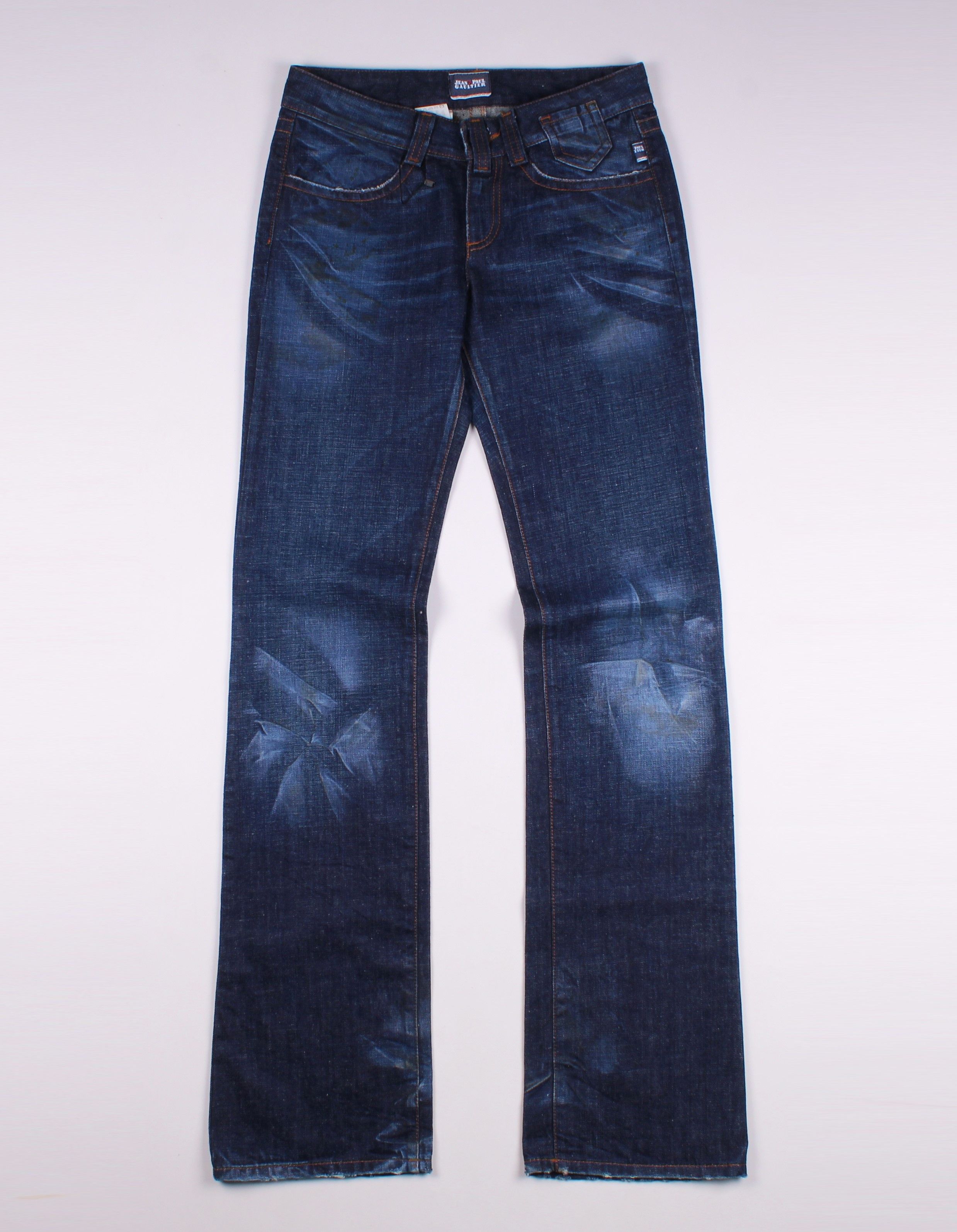 image of Vintage Jean Paul Gaultier Faded Dirty Bootcut Jeans in Blue, Women's (Size 30)