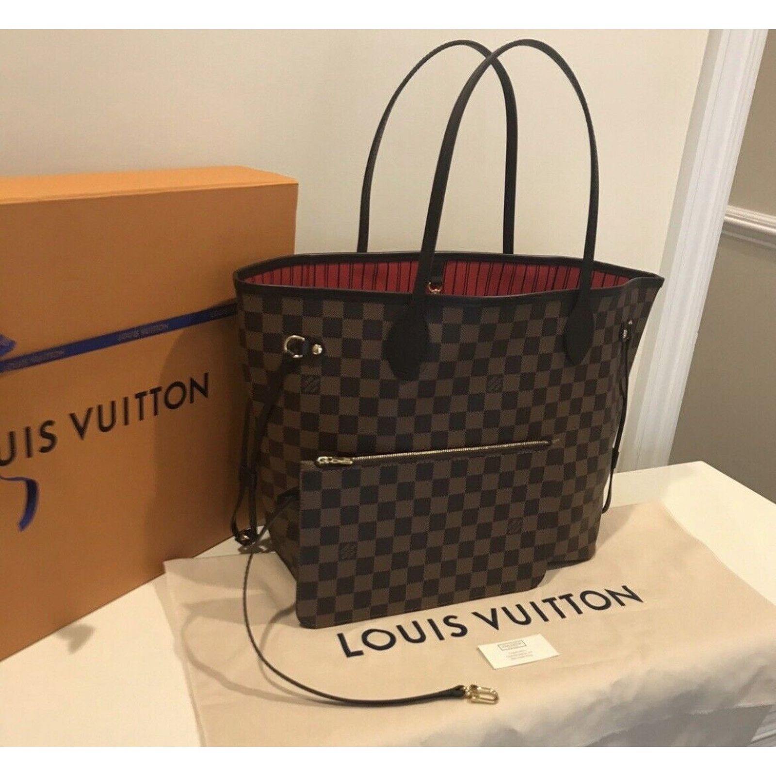Louis Vuitton LOUIS VUITTON Neverfull MM Damier Ebene Tote Bag Brown Size ONE SIZE - 5 Thumbnail