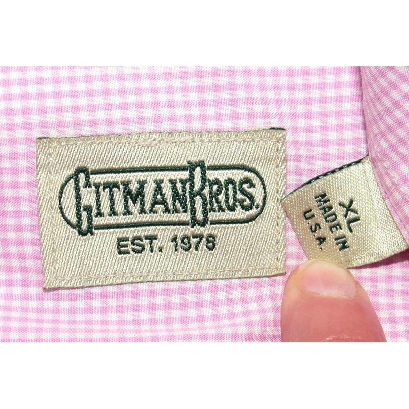 Vintage GITMAN BROS Pink Check Long Sleeve Button Down Shirt Made In USA XL Mens Shirt Size US XL / EU 56 / 4 - 3 Thumbnail