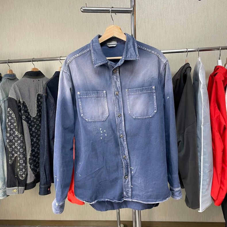 Dior Dior Distressed Denim Shirt Jacket Size US M / EU 48-50 / 2 - 1 Thumbnail