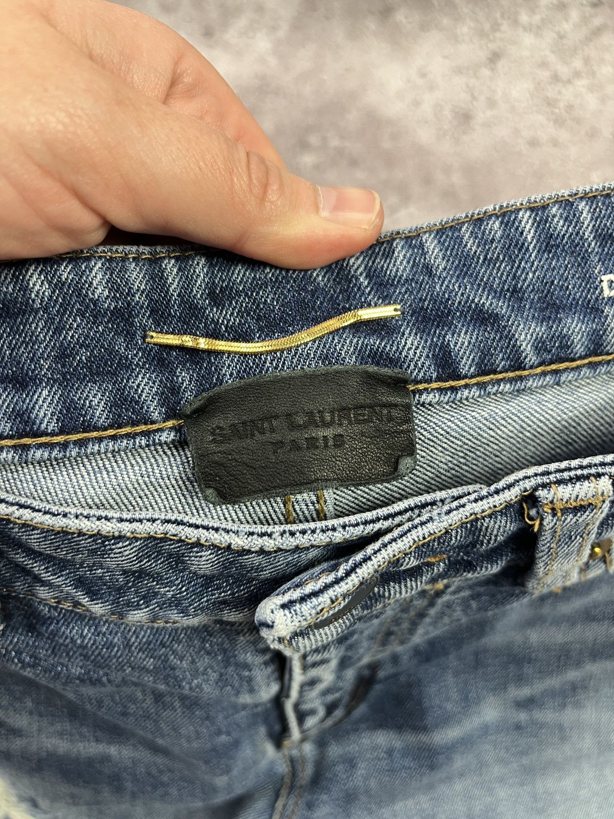 Saint Laurent Paris Saint Laurent Paris Skinny Jeans Blue Distressed Denim Made Size 27" / US 4 / IT 40 - 5 Thumbnail
