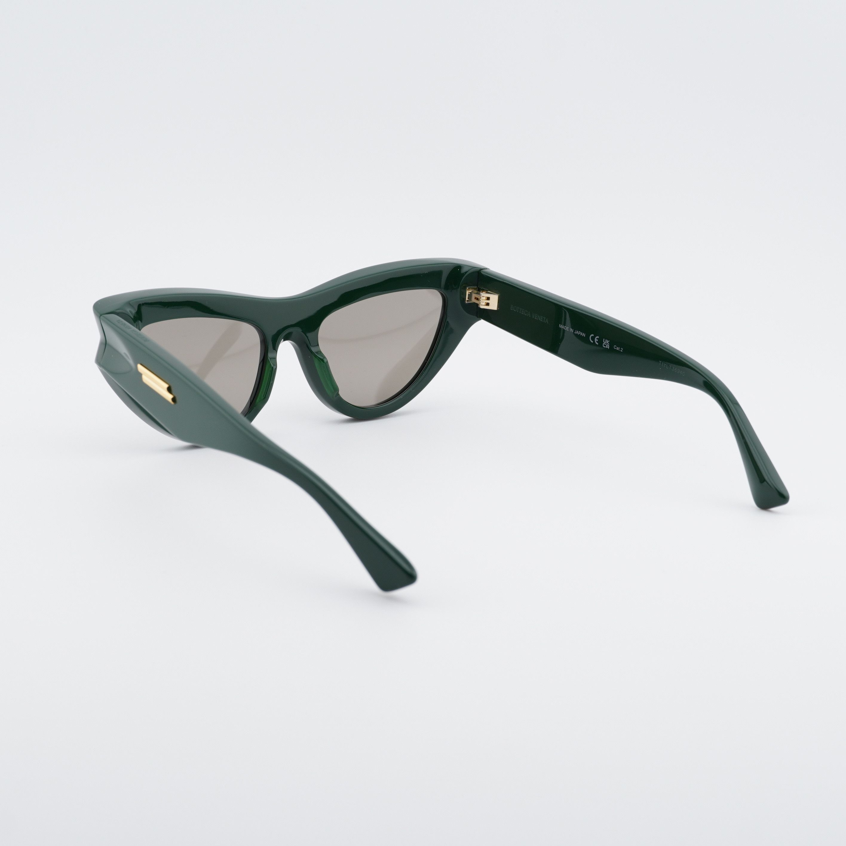 Bottega Veneta Bottega Veneta BV1220S 004 Sunglasses Green Cat Eye Frame Size ONE SIZE - 3 Thumbnail