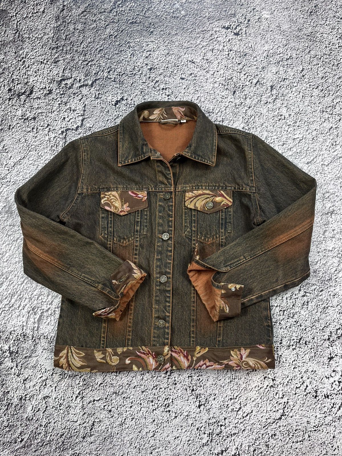 Vintage Vintage Y2K Rust Denim Floral Jacket Botanical Rare Size S Size S / US 4 / IT 40 - 5 Thumbnail