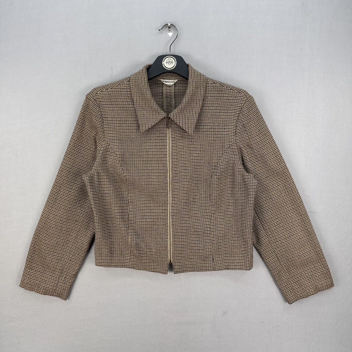 Japanese Brand Vintage 80's Rockabilly Style Zipper Houndstooth Jacket Size US XS / EU 42 / 0 - 1 Thumbnail
