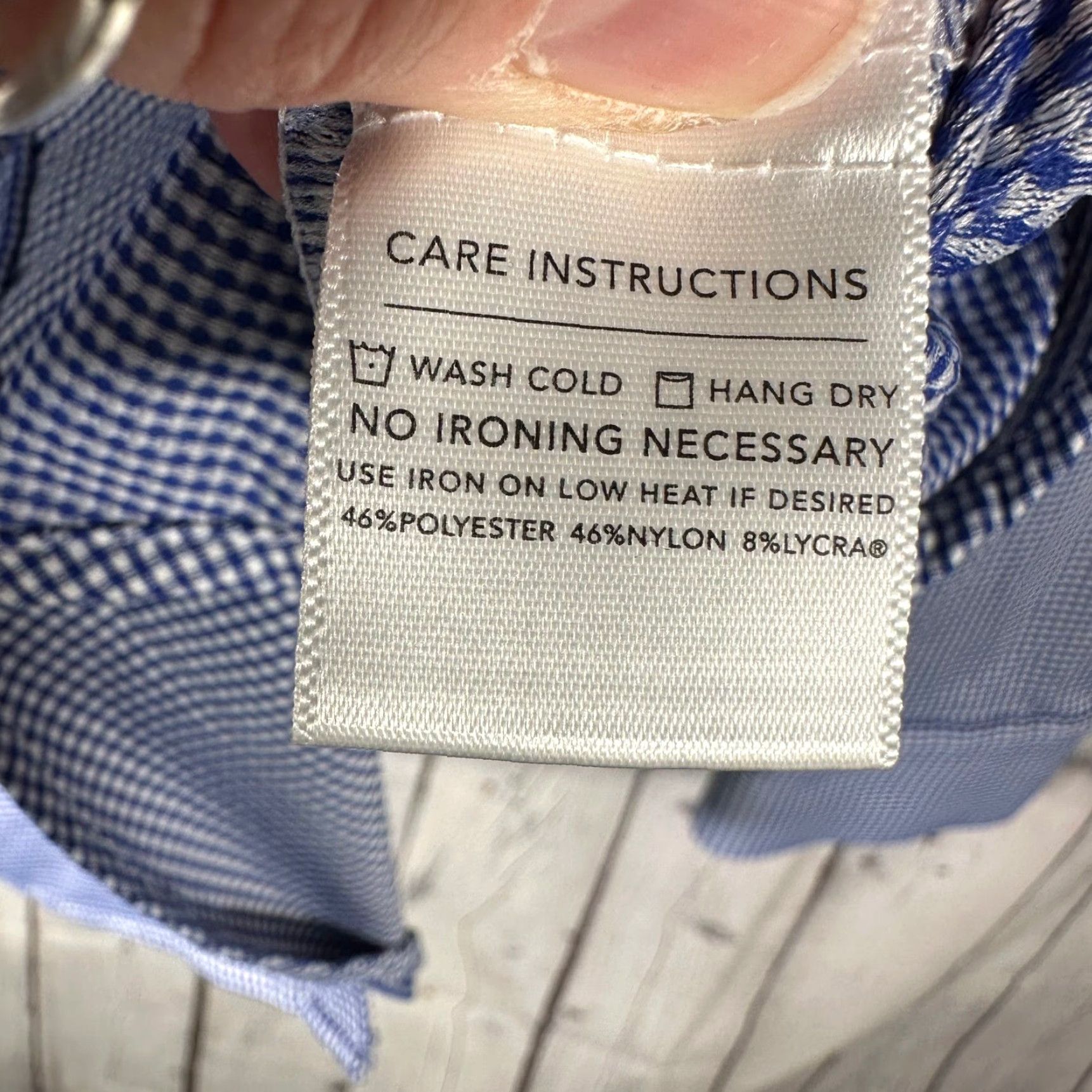 Mizzen+Main Mizzen+Main Spinnaker Blue Gingham Dress Shirt Large Tall Trim Fit 20493 Size 42R - 3 Thumbnail