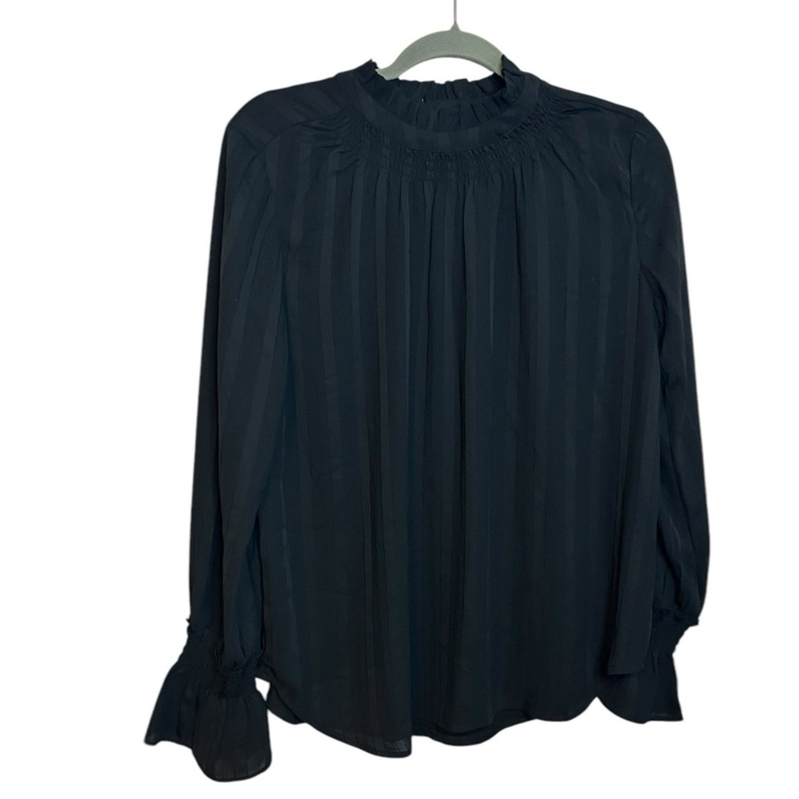 Ann Taylor Nwt Ann Taylor Black High Neck Peasant Blouse Size S / US 4 / IT 40 - 1 Thumbnail