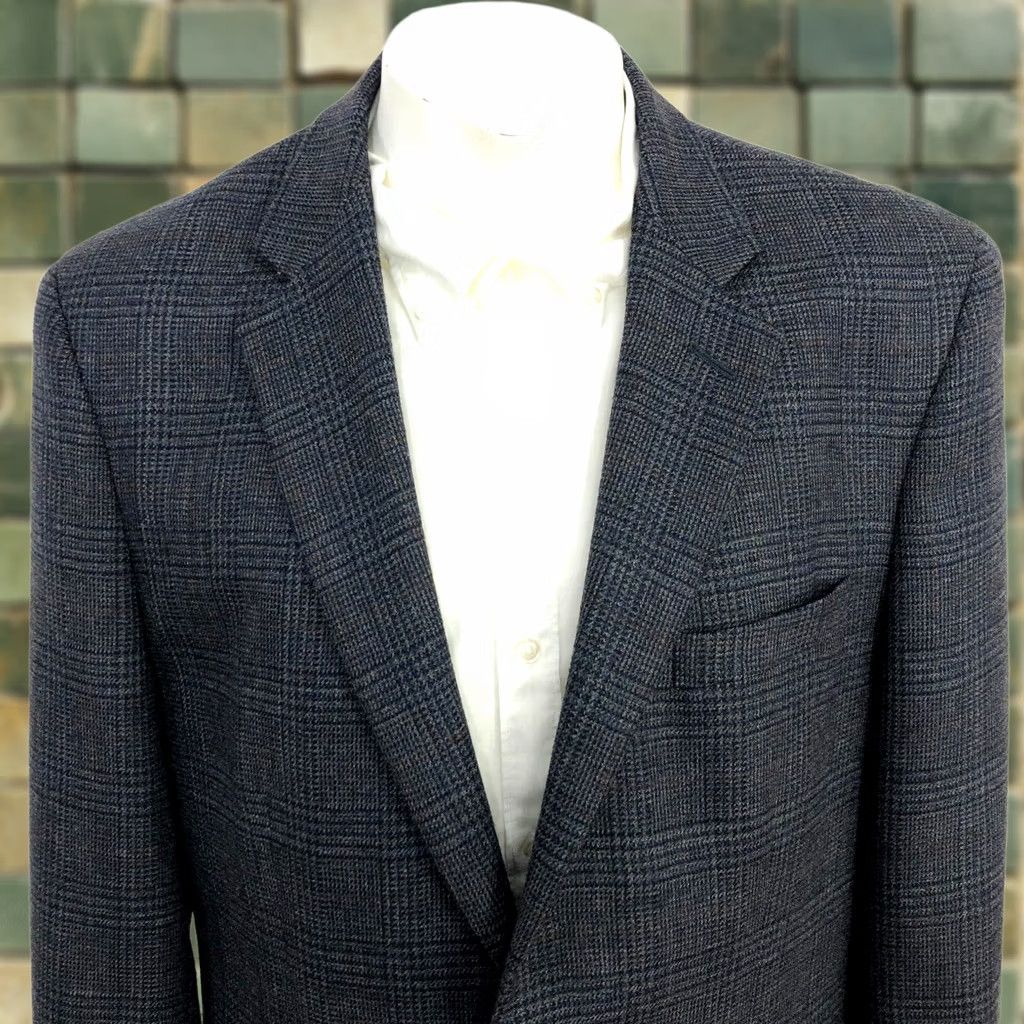 Joseph Joseph & Feiss Gold Houndstooth 42 Long 100% Lambs Wool Sport Coat Jacket Gray Size US XS / EU 42 / 0 - 1 Thumbnail