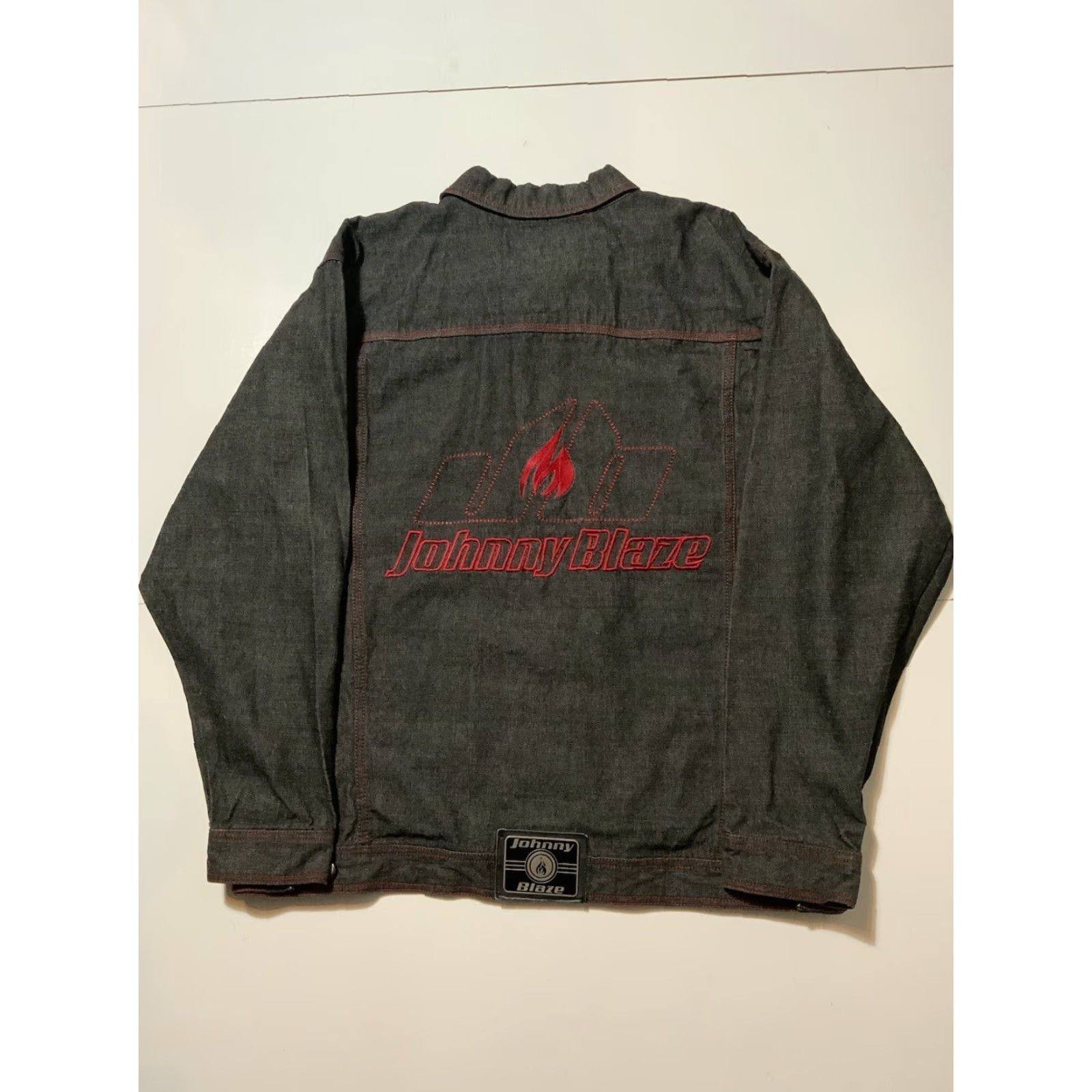 Denime VTG Johnny Blaze Denim Jacket - Jeans Trucker Baseball Style Hip Hop Black Size L Mens Size US 33 - 2 Thumbnail