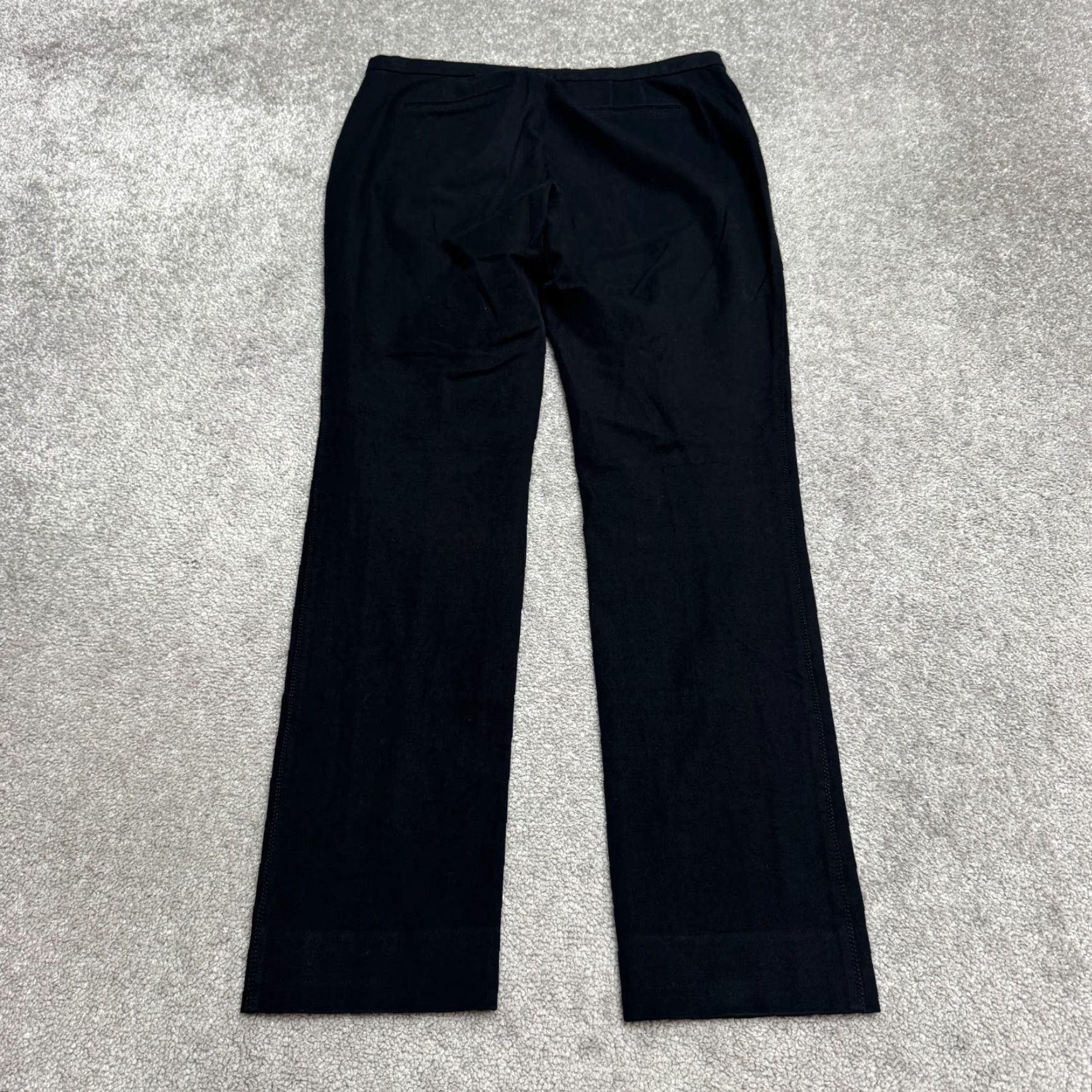 Elie Tahari Elie Tahari Cotton Mid Rise Trouser Pants Womens 6 Black Straight Leg Stretch Size 28" / US 6 / IT 42 - 2 Thumbnail