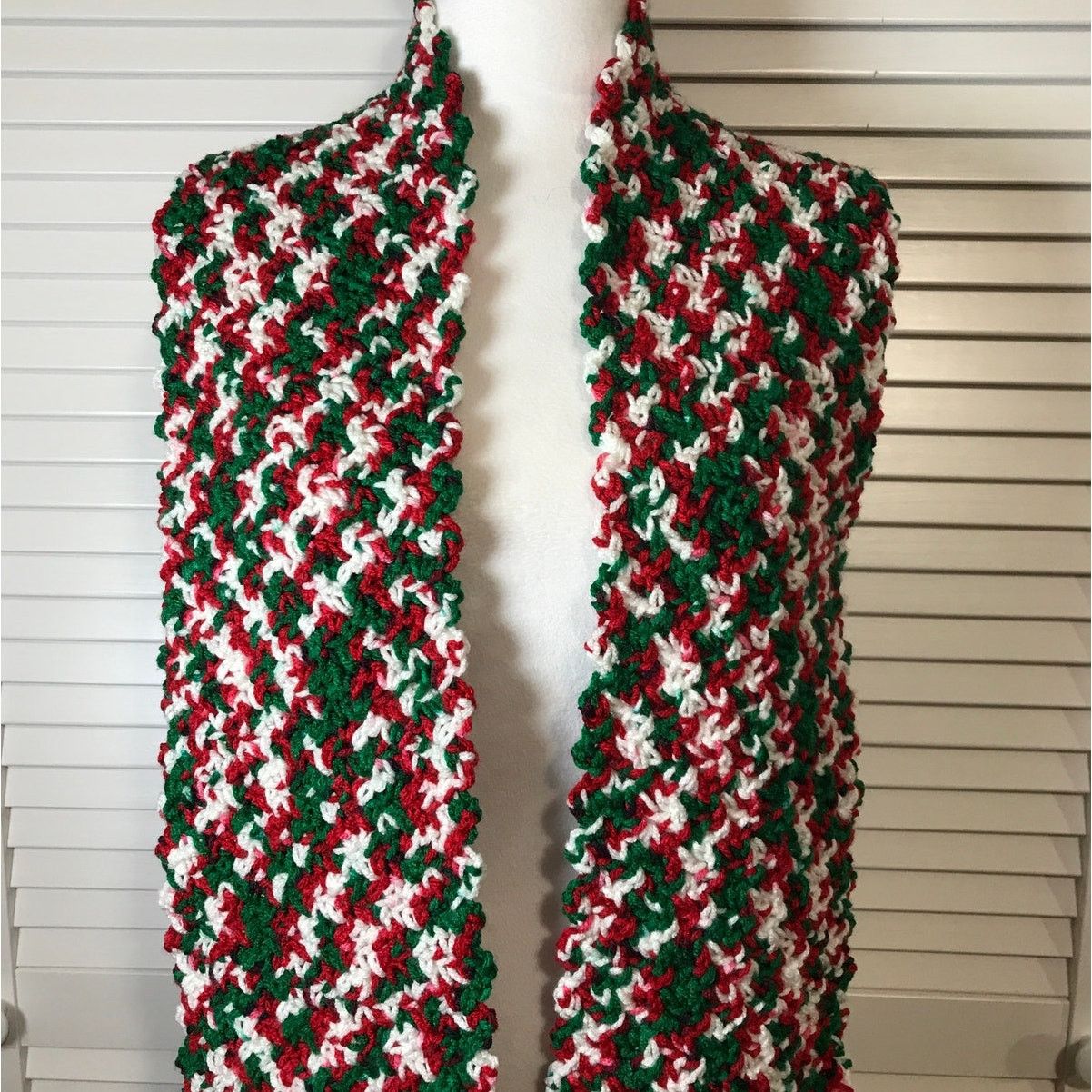 Handmade Christmas Theme Handmade Crocheted Scarf 52" Size ONE SIZE - 2 Thumbnail