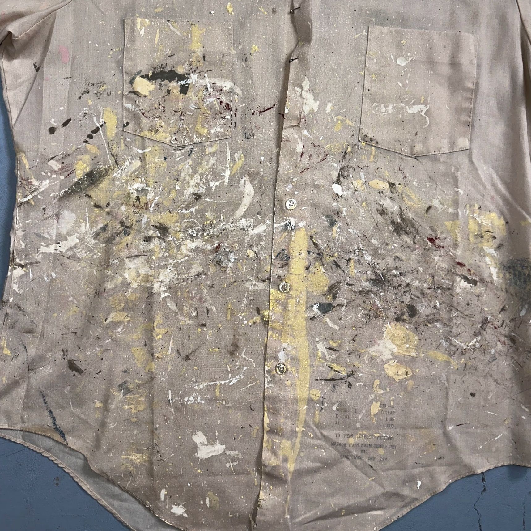 Sears VTG Sears Camp Shirt Short Sleeve 16 Yellow Cotton Blend Polyester Button-Up 60s 70s Mens Size US L / EU 52-54 / 3 - 2 Thumbnail