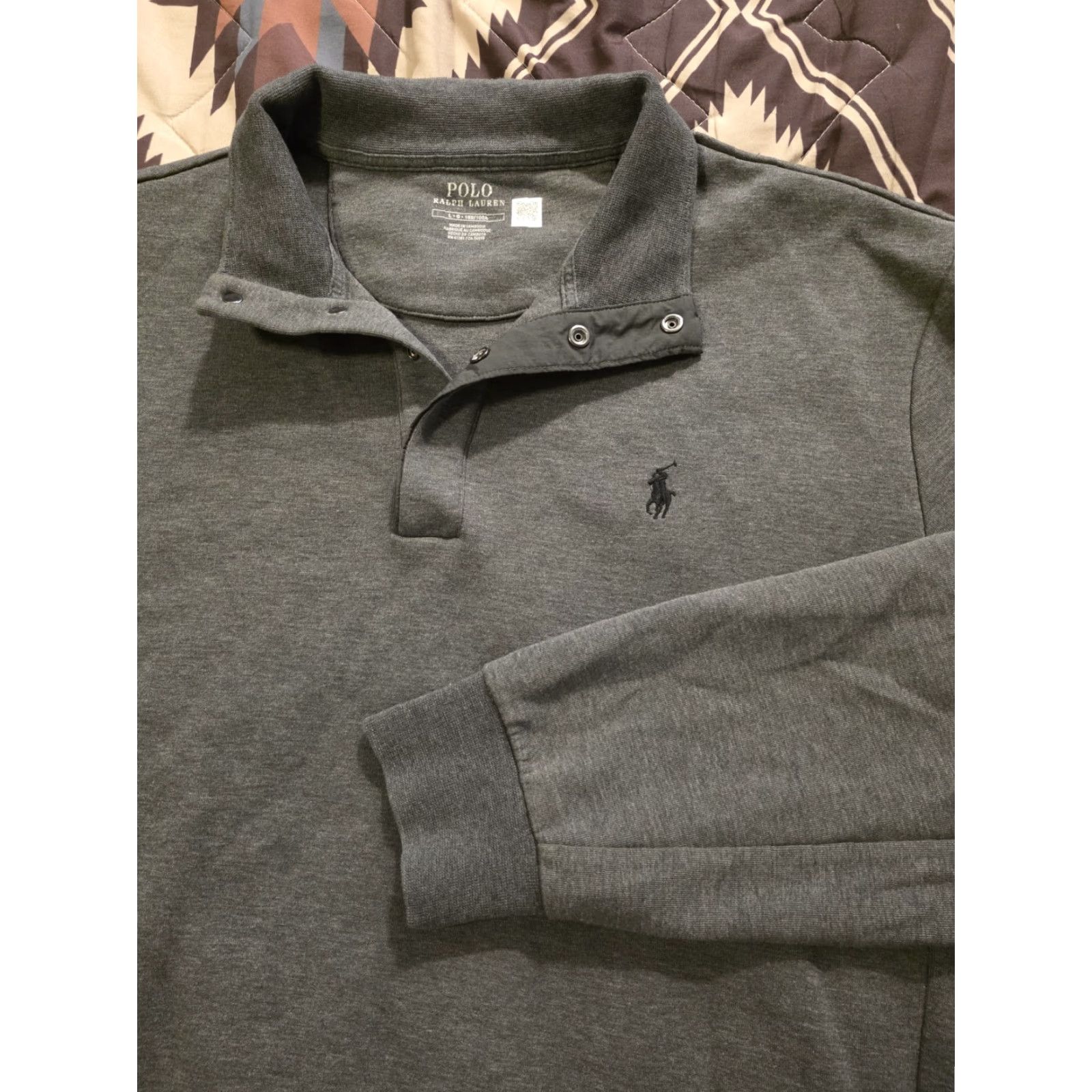 Polo Ralph Lauren Polo Ralph Lauren Double Knit Mock Neck Pullover 1/4 Snap Sweater Gray Men Large Size US L / EU 52-54 / 3 - 2 Thumbnail