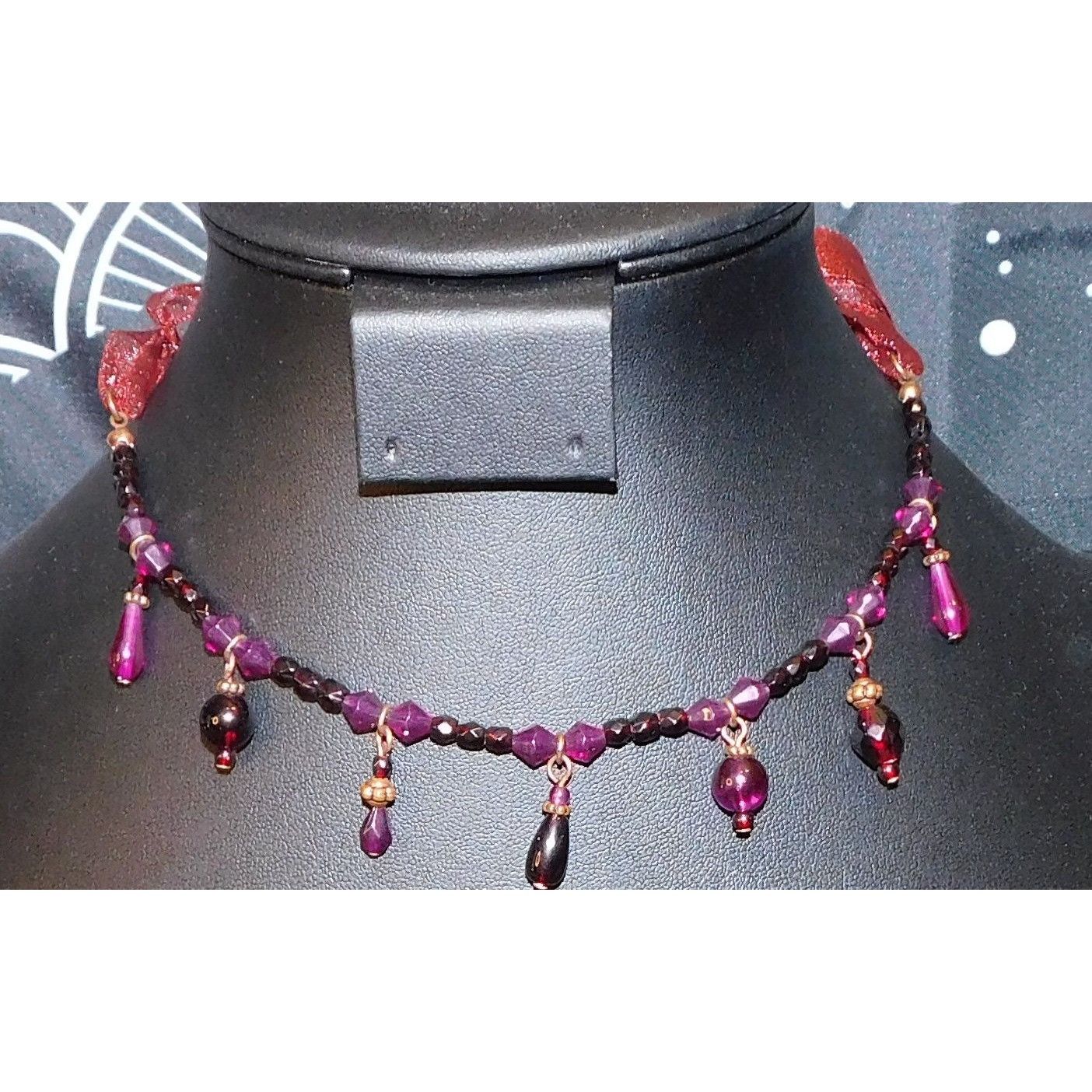Handmade Handmade Gothic Red And Purple Tie On Beaded Necklace Size ONE SIZE - 7 Thumbnail