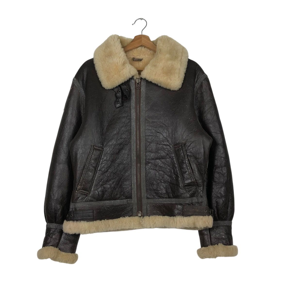 Vintage 🔥VINTAGE SHEARLING B-3 JACKET GENUINE LEATHER US ARMY STYLE Size US M / EU 48-50 / 2 - 3 Thumbnail