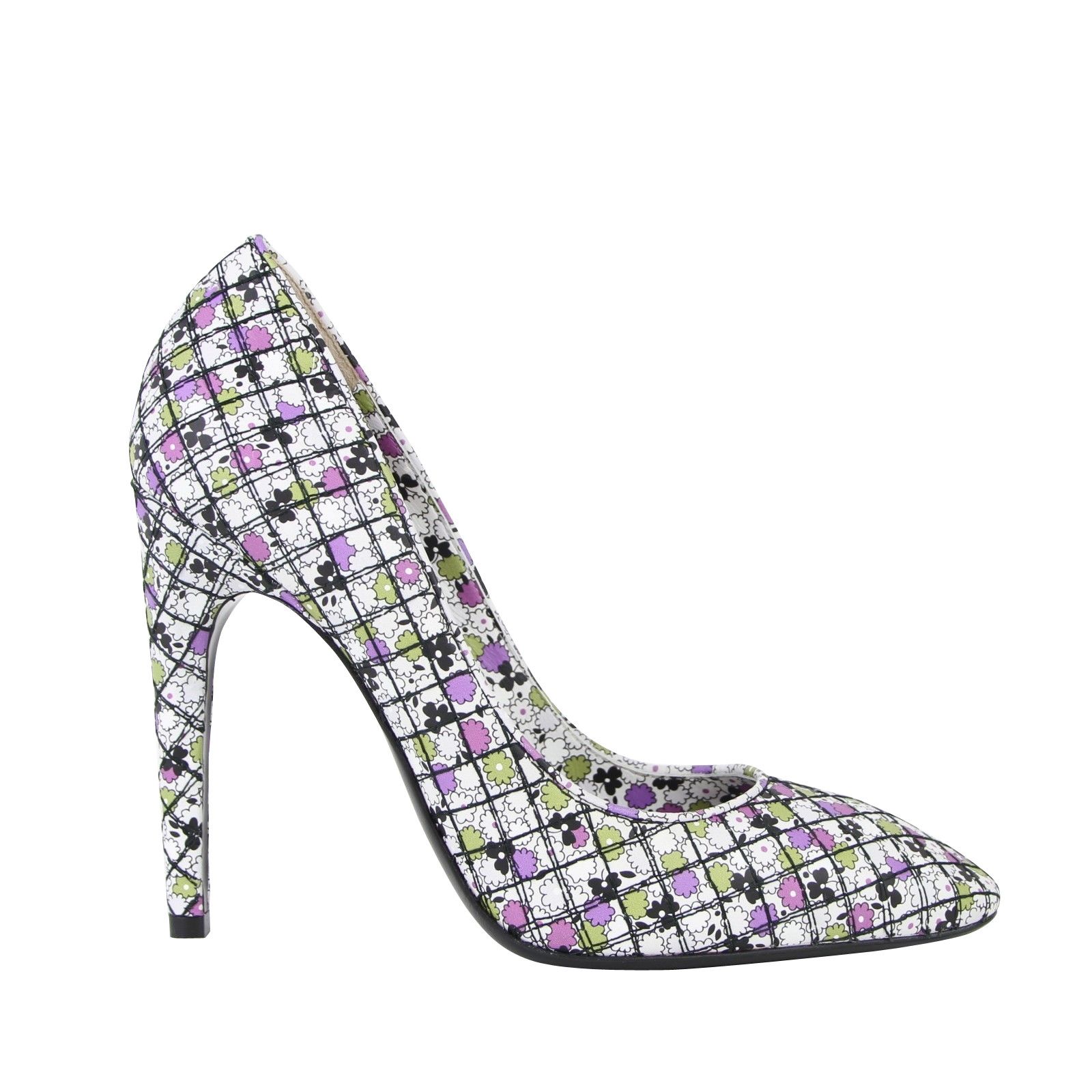 Women's Green / Purple Floral Leather Heels (40 G / 10 US)
