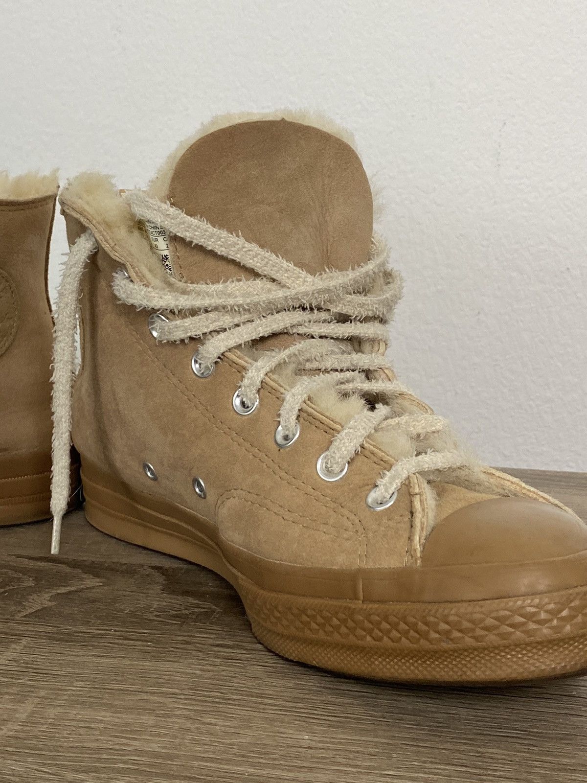 Chuck Originals Converse Converse Suede and Shearling Sheep Fur Lined Hi Top Sneakers Grailed