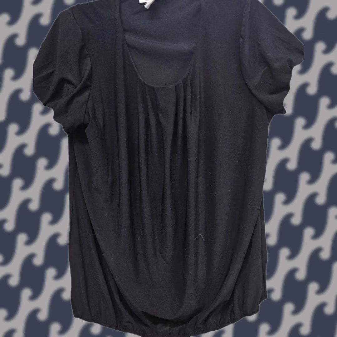 White House Black Market White House Black Market Black XL Women's Short Sleeve Gathered Ruched Blouse Size 40" / US 18 - 1 Thumbnail