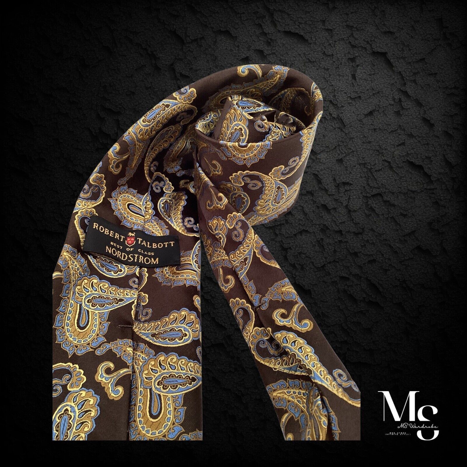 Robert Talbott ROBERT TALBOTT Brown Paisley Silk Tie Hand Swin In USA W: 3. Size ONE SIZE - 3 Thumbnail