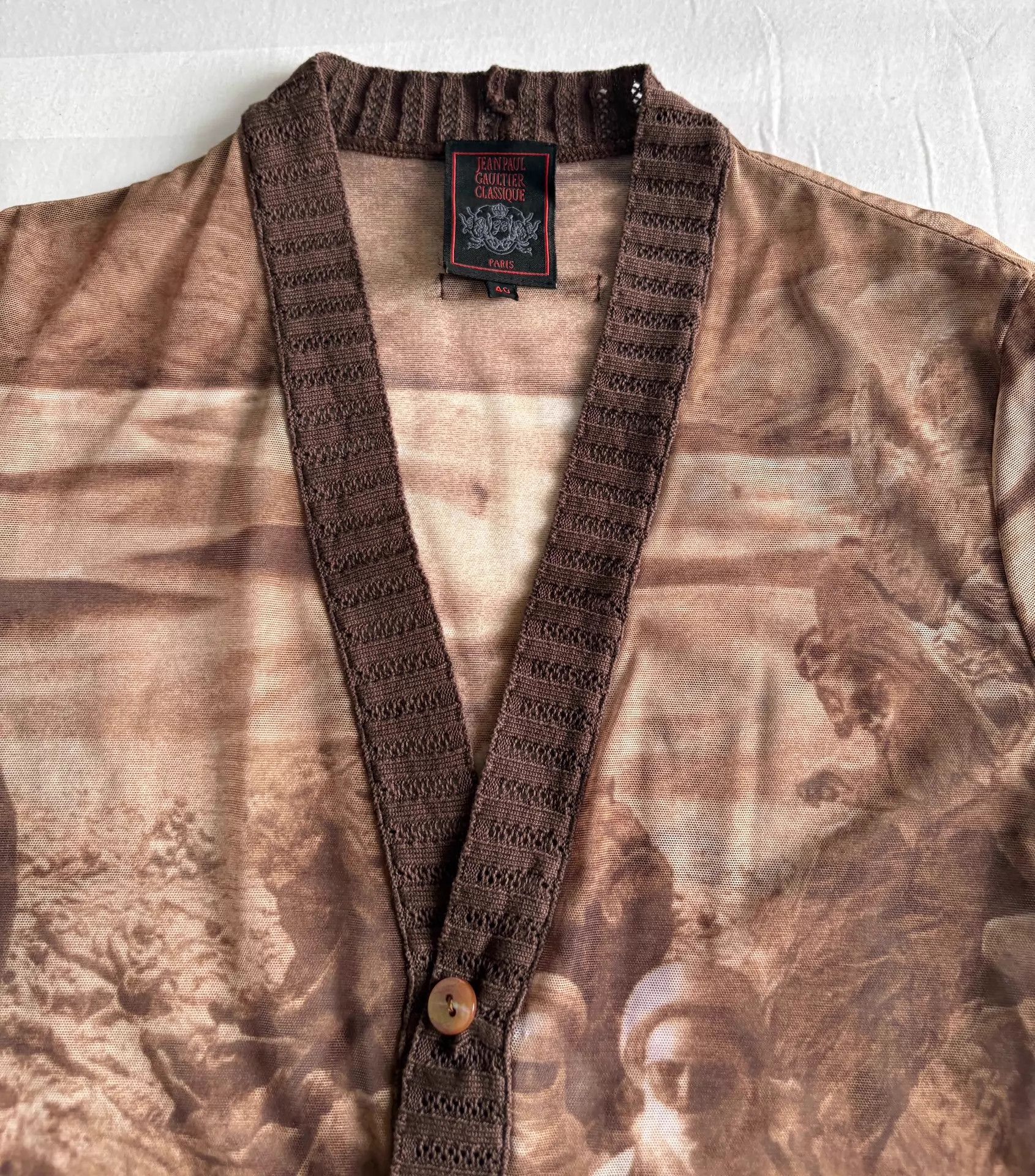 Jean Paul Gaultier JPG Religious Figure Knit Mesh Cardigan 40 Vintage Size S / US 4 / IT 40 - 4 Thumbnail