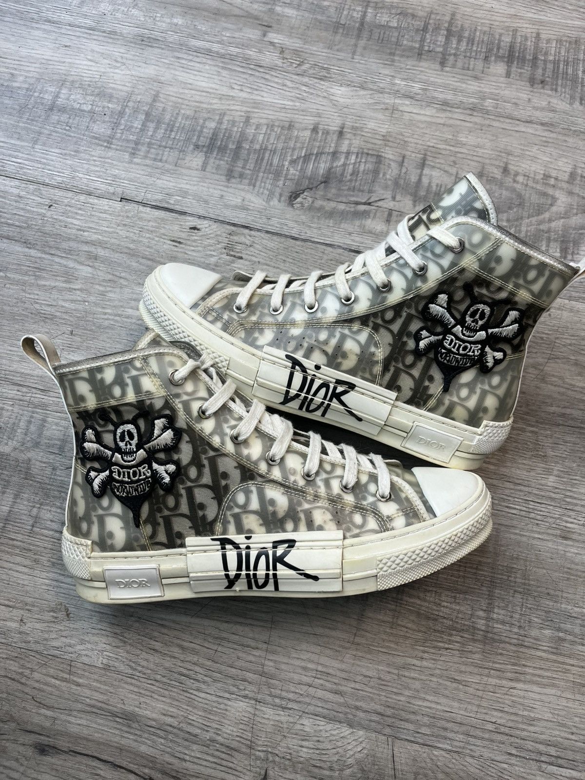 Dior × Stussy Dior x Stussy B23 High Top Sneaker Grey White Oblique Mono Size US 8 / EU 41 - 1 Thumbnail