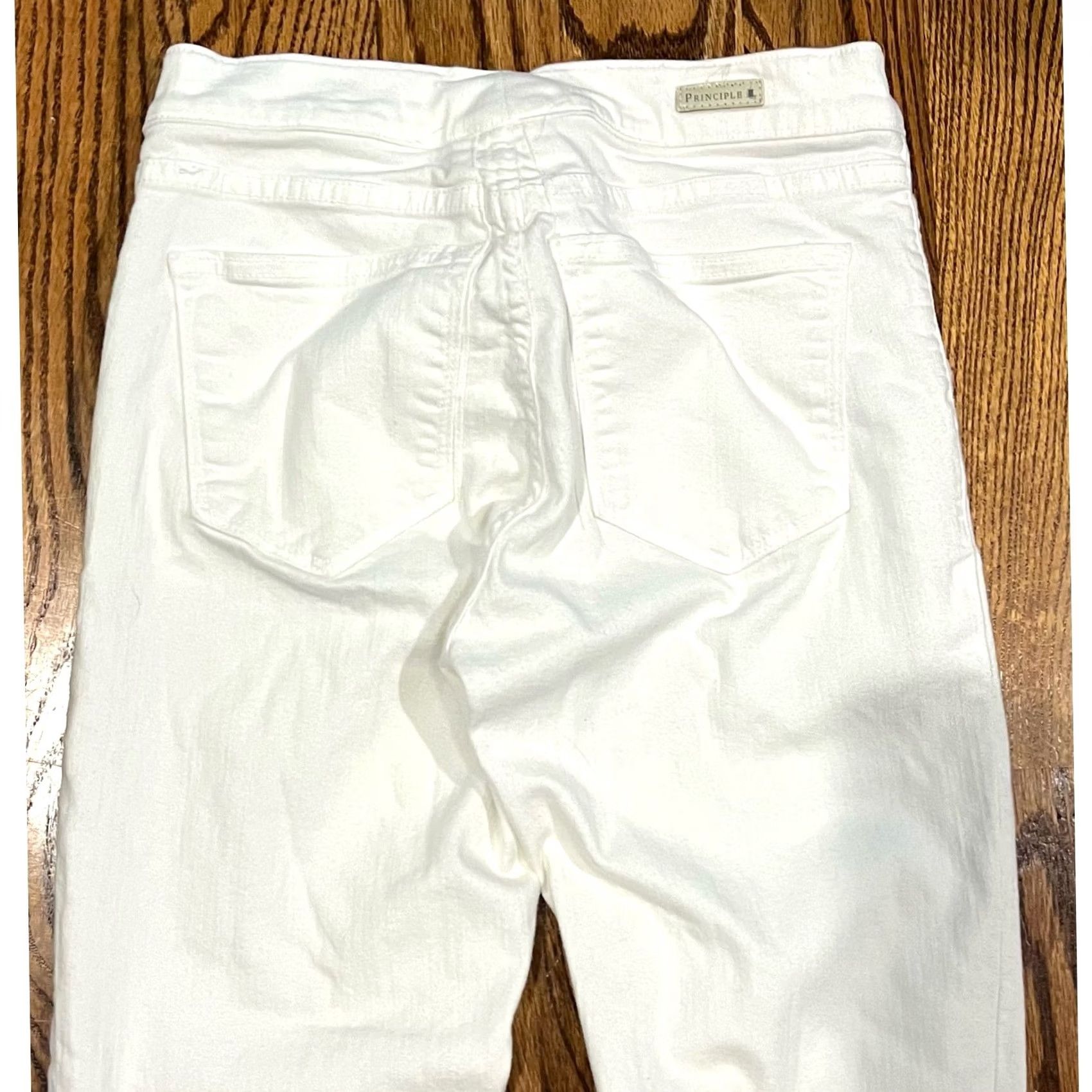 Vintage Principle Denim White Jeans The Allure Mid Rise Raw Frayed Hem Stretch Size 27 Womens Jeans Bootcut Size 27" / US 4 / IT 40 - 4 Thumbnail