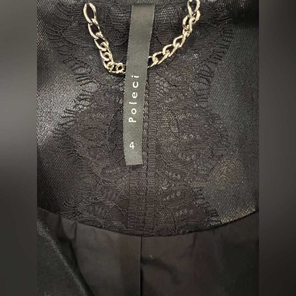 Other Poleci Black Glazed Leather Look Jacket NWT Size 4 Coated C Size L / US 10 / IT 46 - 3 Thumbnail