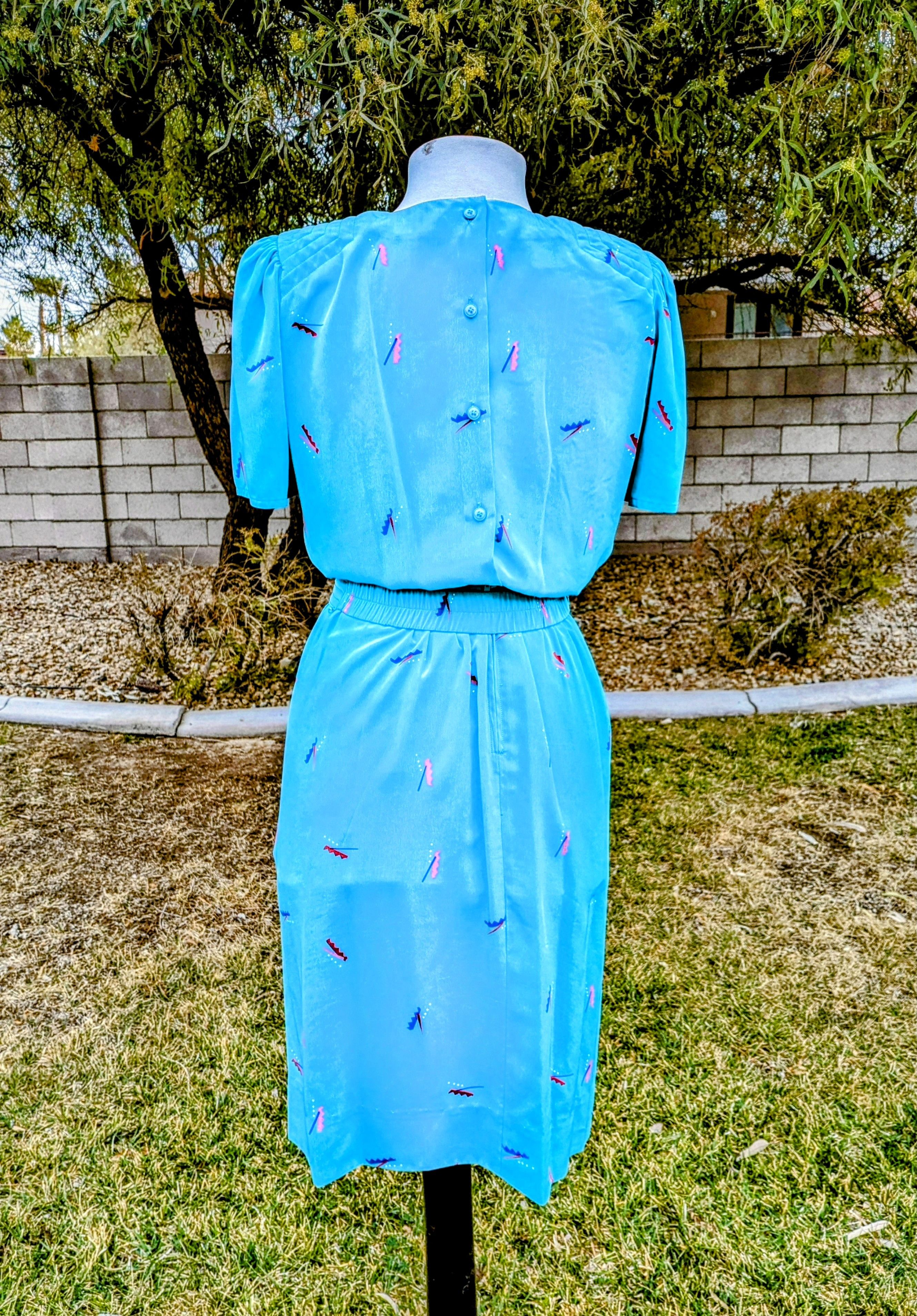 Vintage 1980s VTG Petites for Maggy Geometric Midi Korea Dress Size S / US 4 / IT 40 - 4 Thumbnail