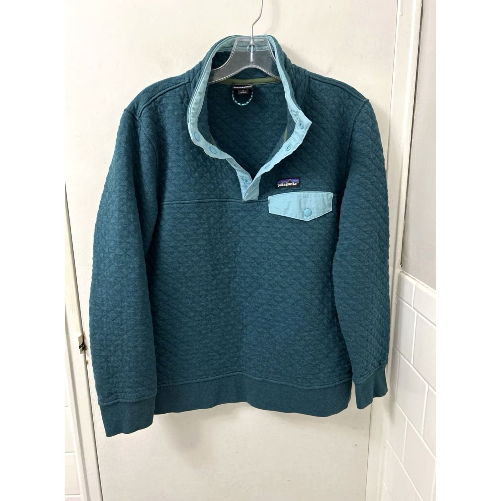 Patagonia Patagonia Organic Cotton Quilt Snap-T Pullover Womens M Teal Jacket L/S 25281 Size M / US 6-8 / IT 42-44 - 2 Thumbnail