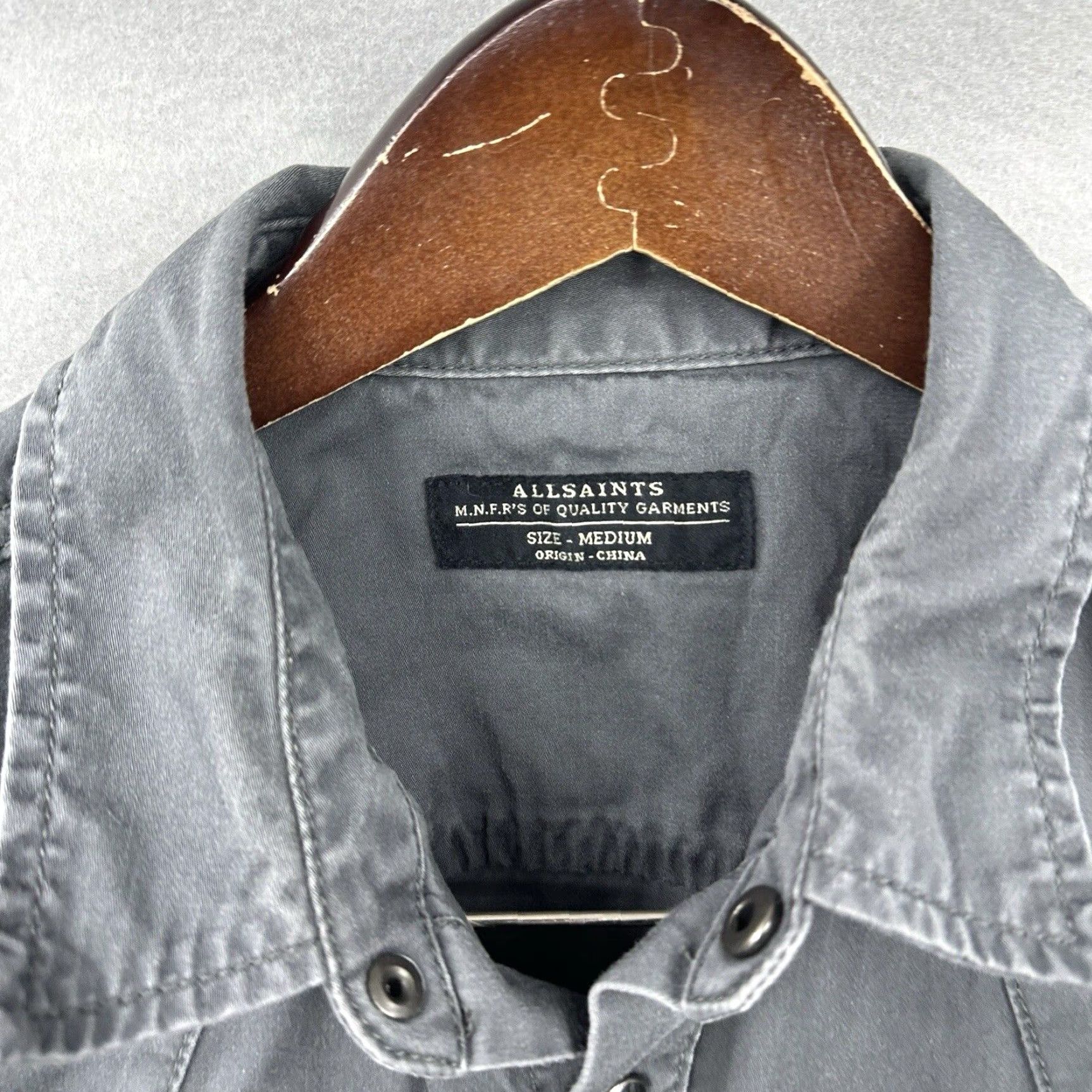 Allsaints VINTAGE AllSaints Shirt Mens Medium Western Pearl Snap Long Sleeve Cowboy Gray READ Size M / US 6-8 / IT 42-44 - 6 Thumbnail