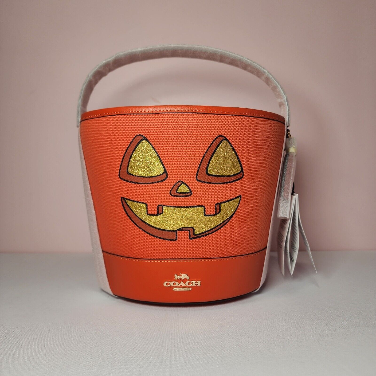Coach NWT Coach CW533 Halloween Trick Or Treat Bucket Pumpkin Face Size ONE SIZE - 1 Thumbnail