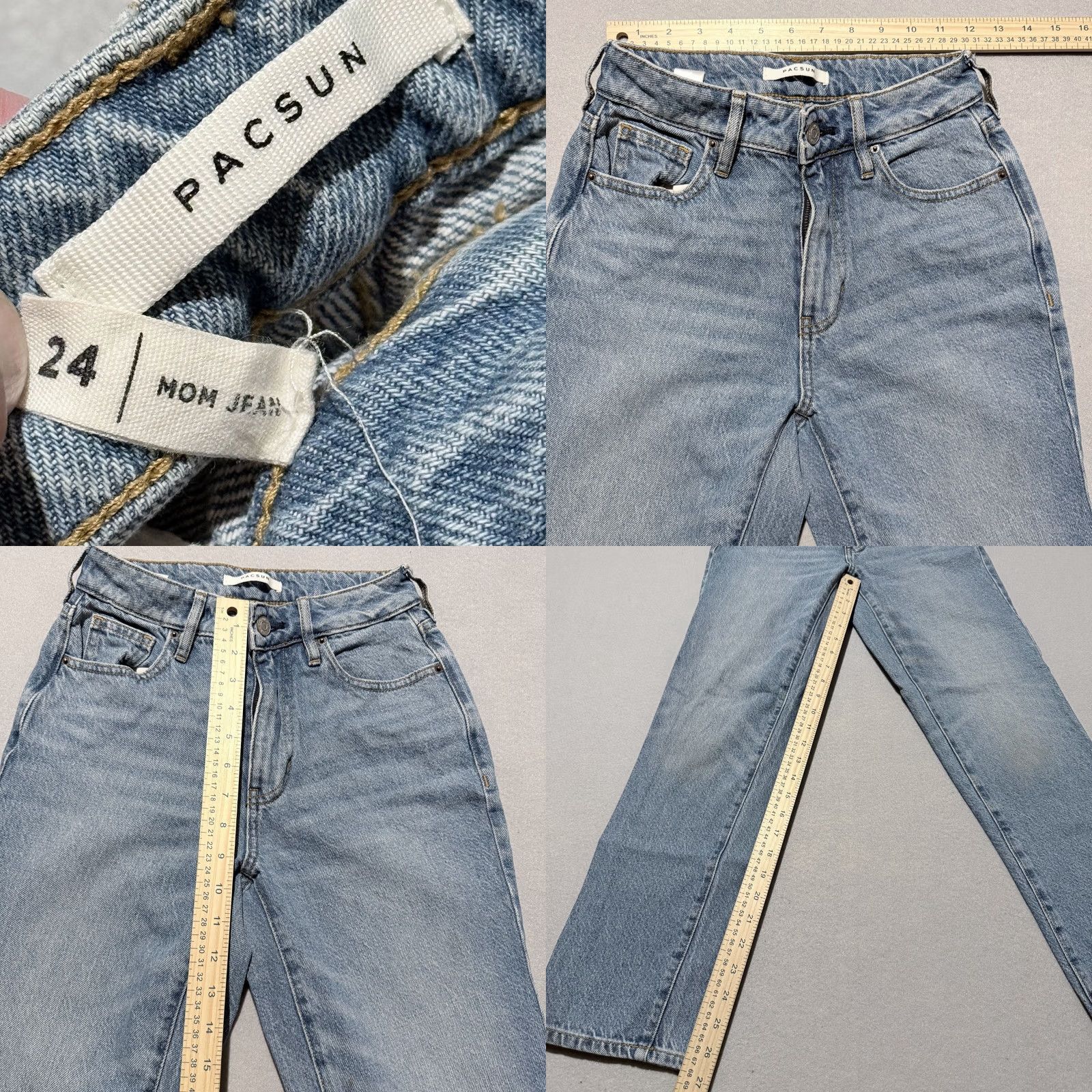 Pacsun Pacsun Mom Jeans Women's Blue Denim Mid-Rise Straight Zip Fly Slim Fit - 24 Size 42" / US 20 - 8 Thumbnail