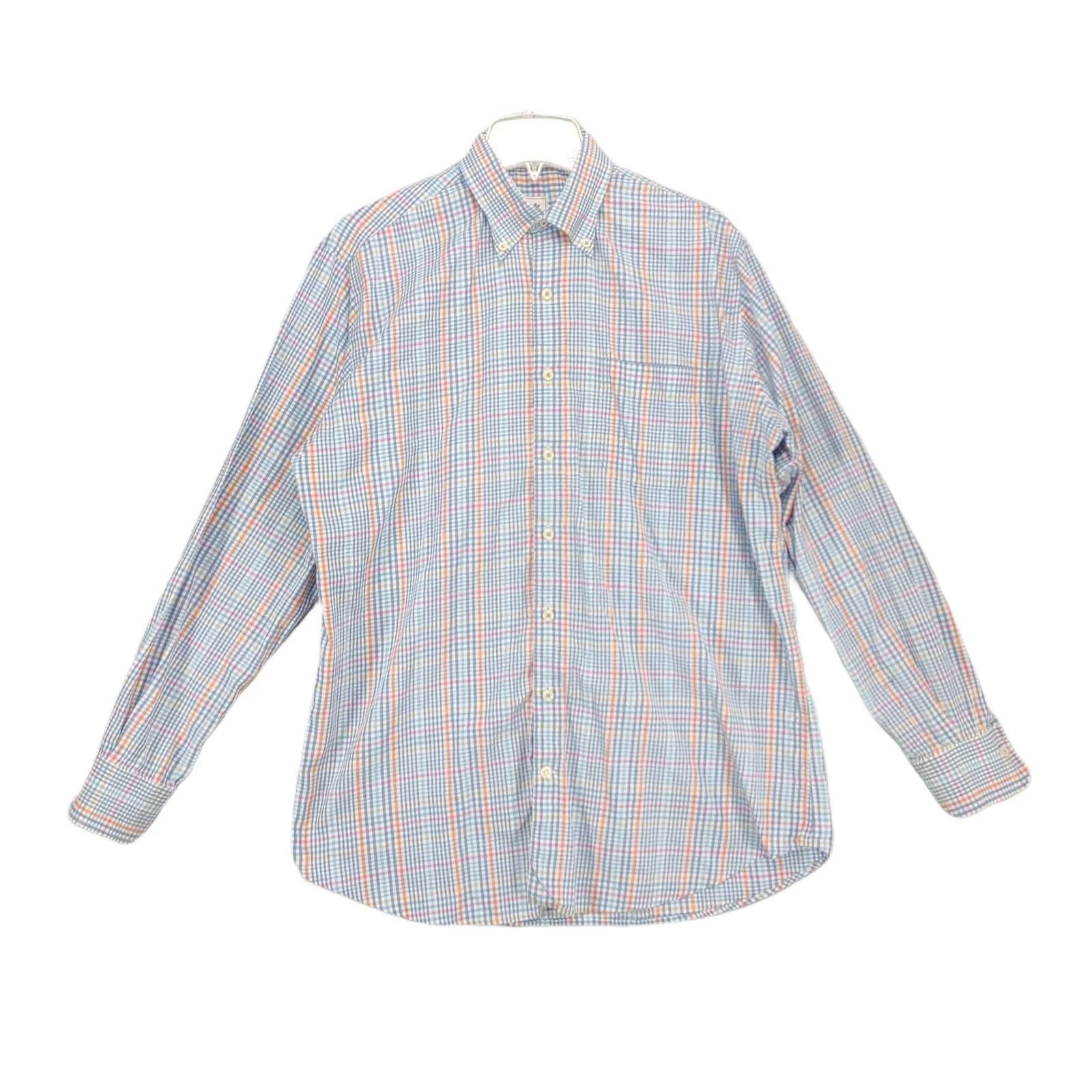 Peter Millar Peter Millar Blue Plaid Check Long Sleeve Button Down Shirt Size US L / EU 52-54 / 3 - 1 Thumbnail