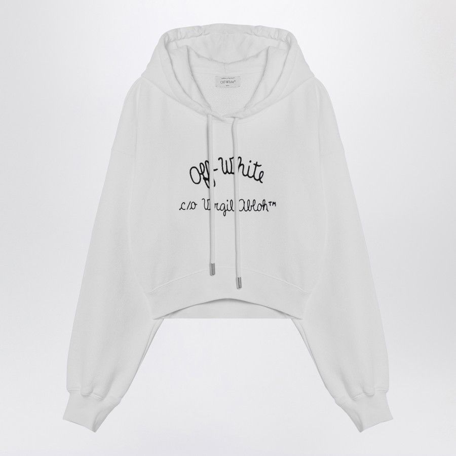 Off-White o1d2blof0924 Cropped Sweatshirt With Logo in White Size M / US 6-8 / IT 42-44 - 1 Thumbnail