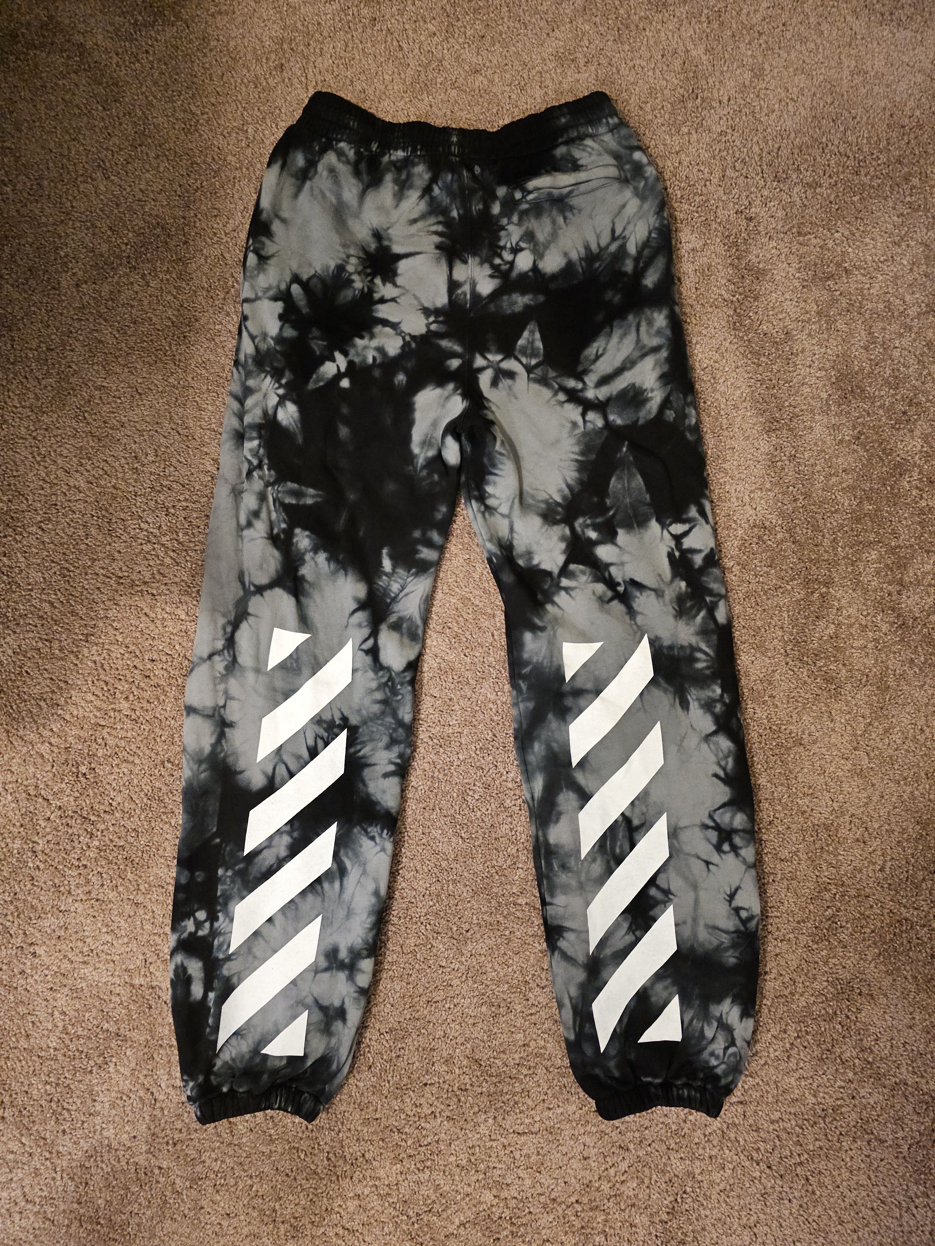 Image of Off White Off-White Diagonal Tie-Dye Sweatpants in Black Tie Dye, Men's (Size 36)