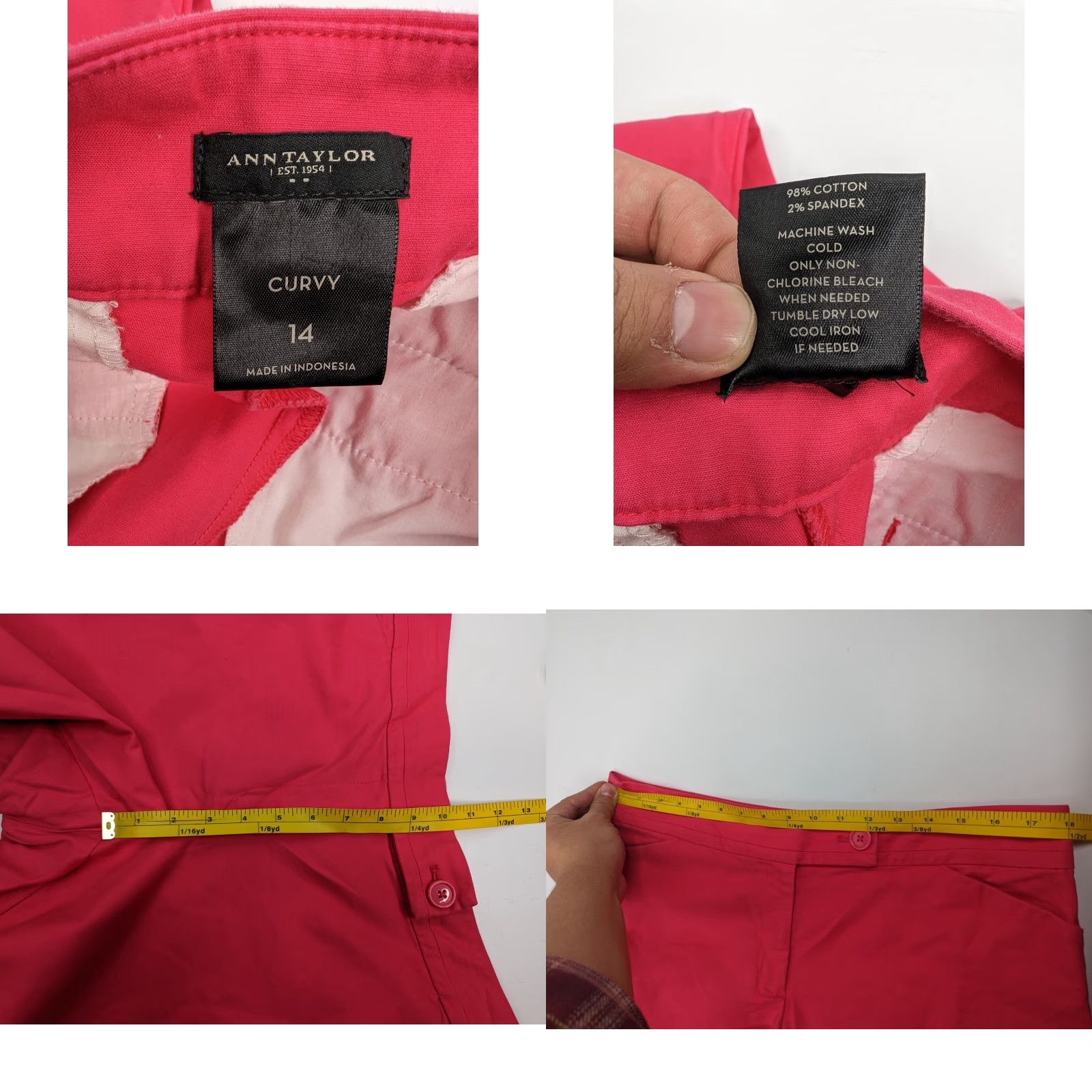 Ann Taylor Ann Taylor Women Cropped Leg Pants Coral Pink Size 14 Trousers Casual Stretch Size 36" / US 14 / IT 50 - 8 Thumbnail