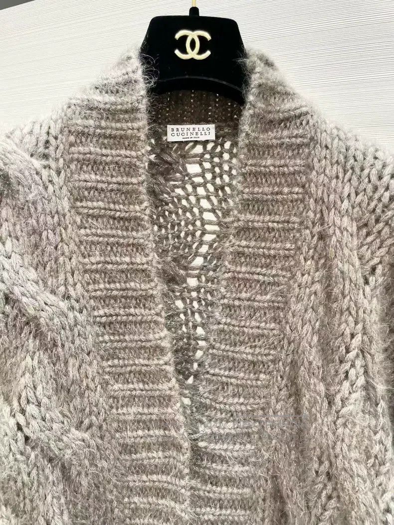 Brunello Cucinelli Brunello Cucinelli Brown cable knitted cardigan Size S / US 4 / IT 40 - 3 Thumbnail