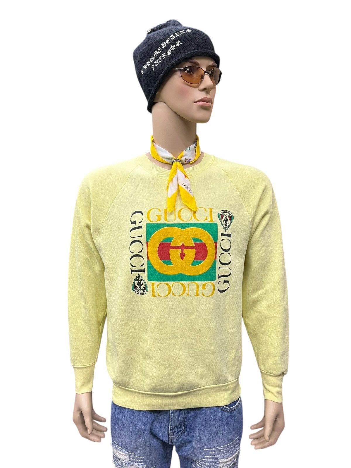 Fruit Of The Loom Rare Vintage Gucci Print FOTL Sweatshirt USA Made Size US L / EU 52-54 / 3 - 1 Thumbnail