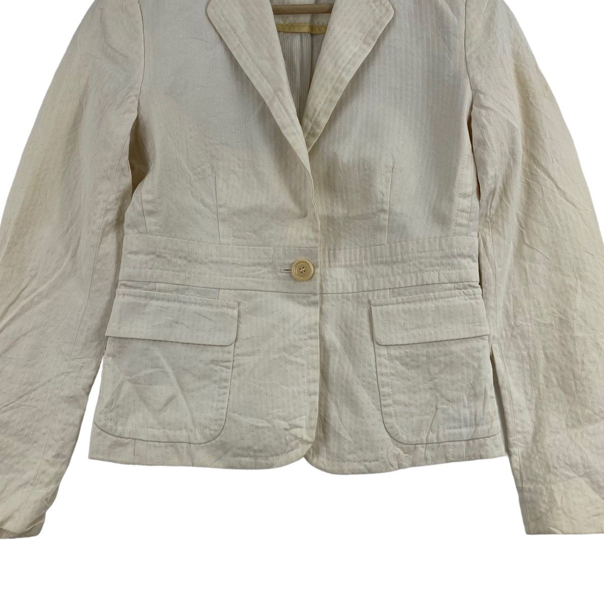 J.Crew × Vintage Vintage J.CREW Cream Formal Blazer Coat Size XS / US 0-2 / IT 36-38 - 3 Thumbnail