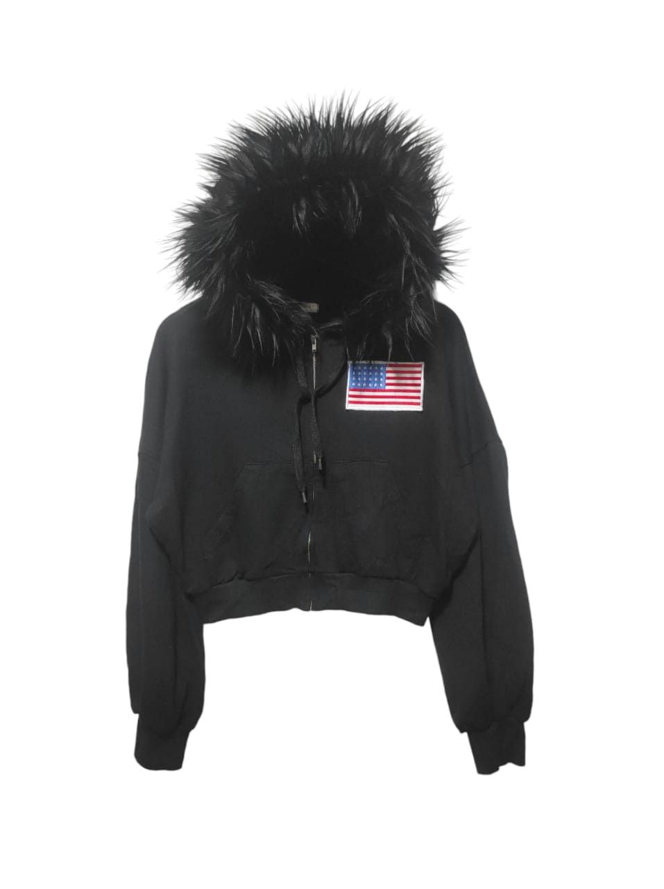 Hysteric Glamour Roco Black Crop USA Flag Zip Fur Hoodie if6was9 LGB style Size M / US 6-8 / IT 42-44 - 1 Thumbnail