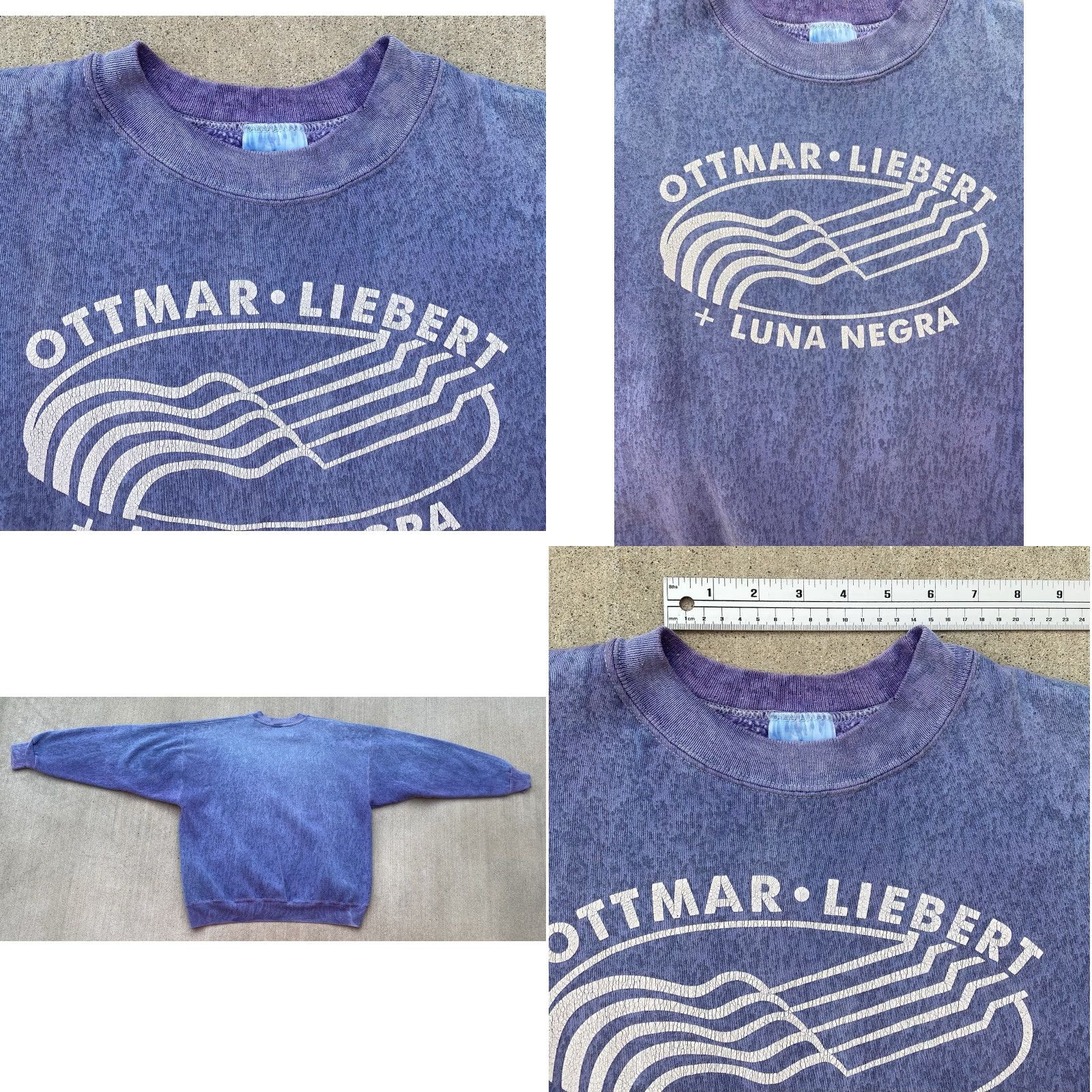 Hanes VINTAGE Hanes Sweatshirt Ottmar Liebert Luna Negra Graphic Print XL Blue Hanes Heavyweight Size US XL / EU 56 / 4 - 10 Thumbnail