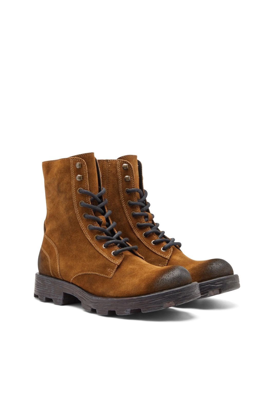 DIESEL D-HAMMER BT Combat Boots - Walnut Brown Oiled Suede
