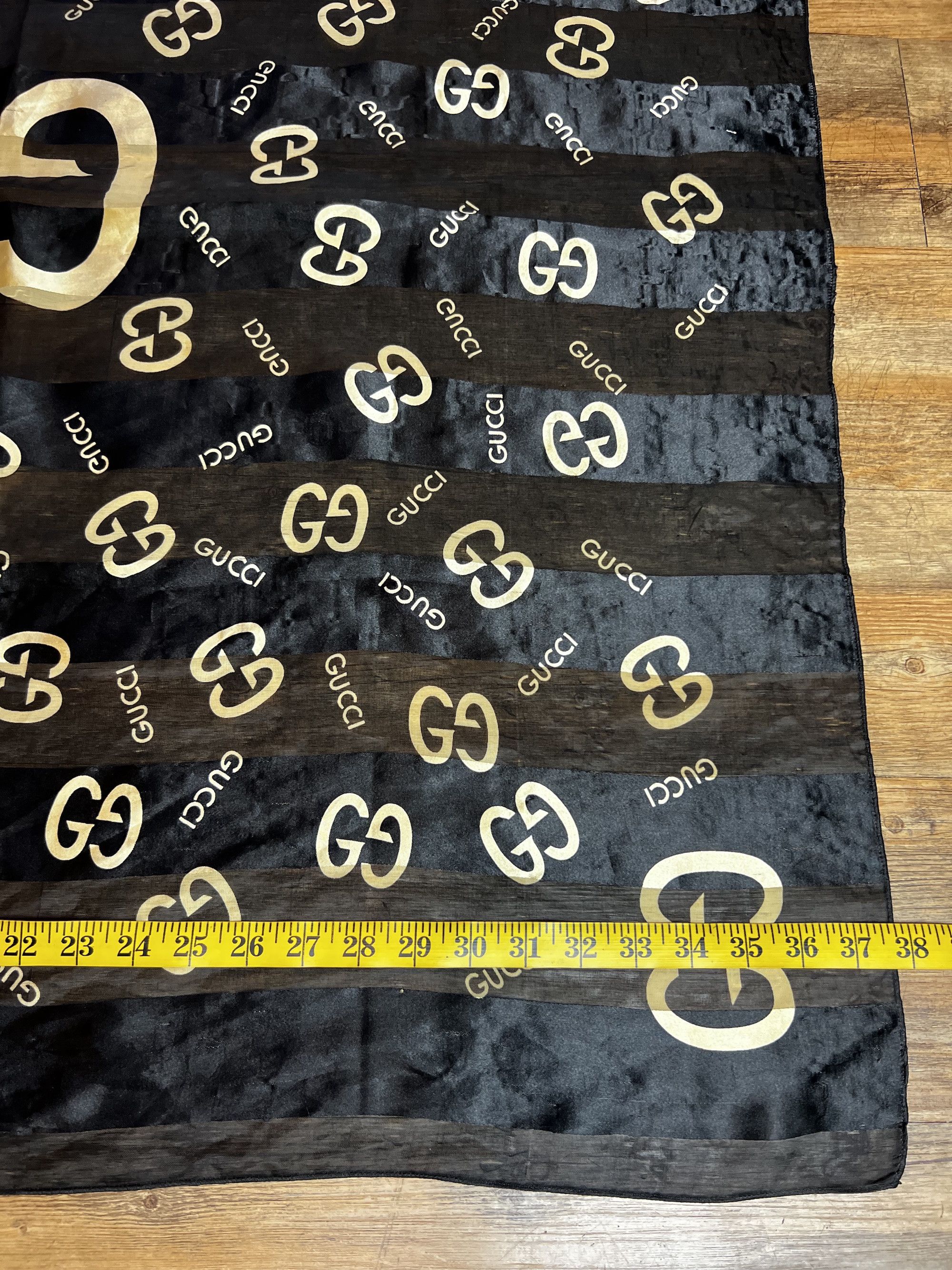 Gucci Vintage GUCCI GG Sheer Black Monogram Scarf Size ONE SIZE - 6 Thumbnail