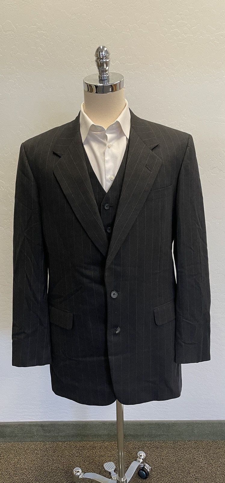 Aquascutum × Vintage Striped 3-Piece Wool Suit Size 44L - 2 Thumbnail