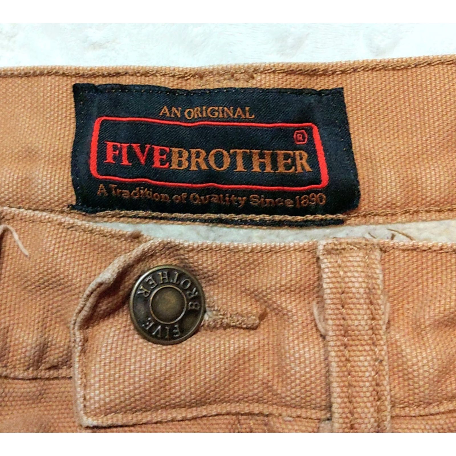 Doublet Five Brother Pants Mens 36 X 32 Brown Sherpa Lined Double Knee Insulated Work Carpenter Cement/Canvas Straight 5-Pocket Cargo Zip Snap Mens Size US 36 / EU 52 - 5 Thumbnail