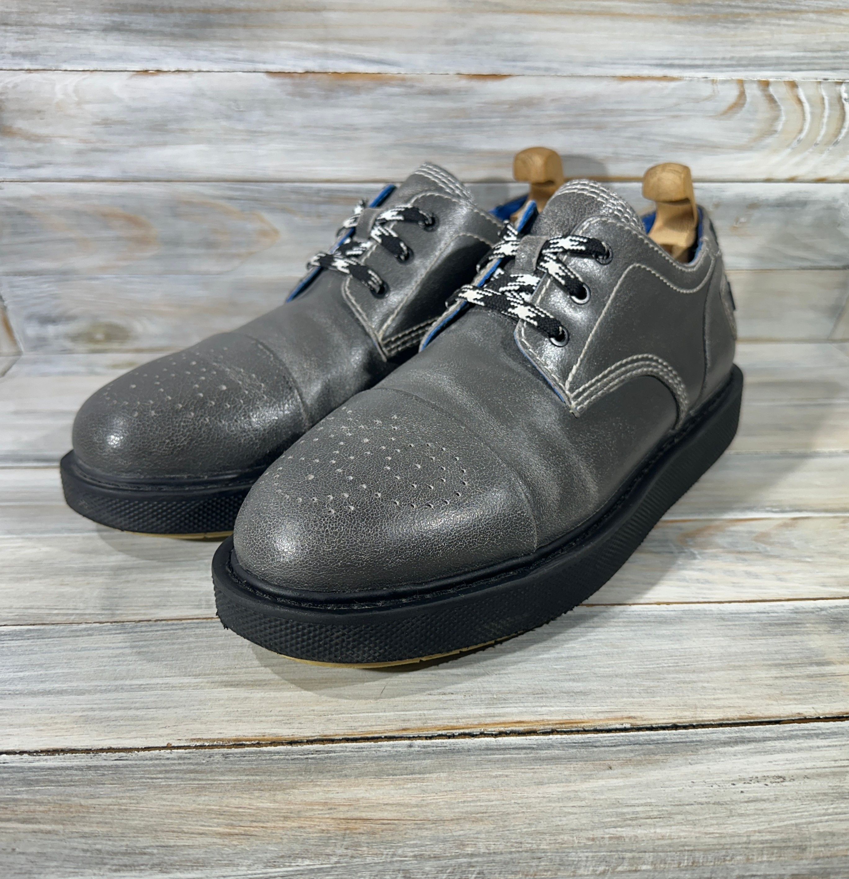 Diesel × Leather Diesel D-Cage Db Ct Gray Leather Lace Up Cap Toe Oxfords Size US 12.5 / EU 45-46 - 5 Thumbnail