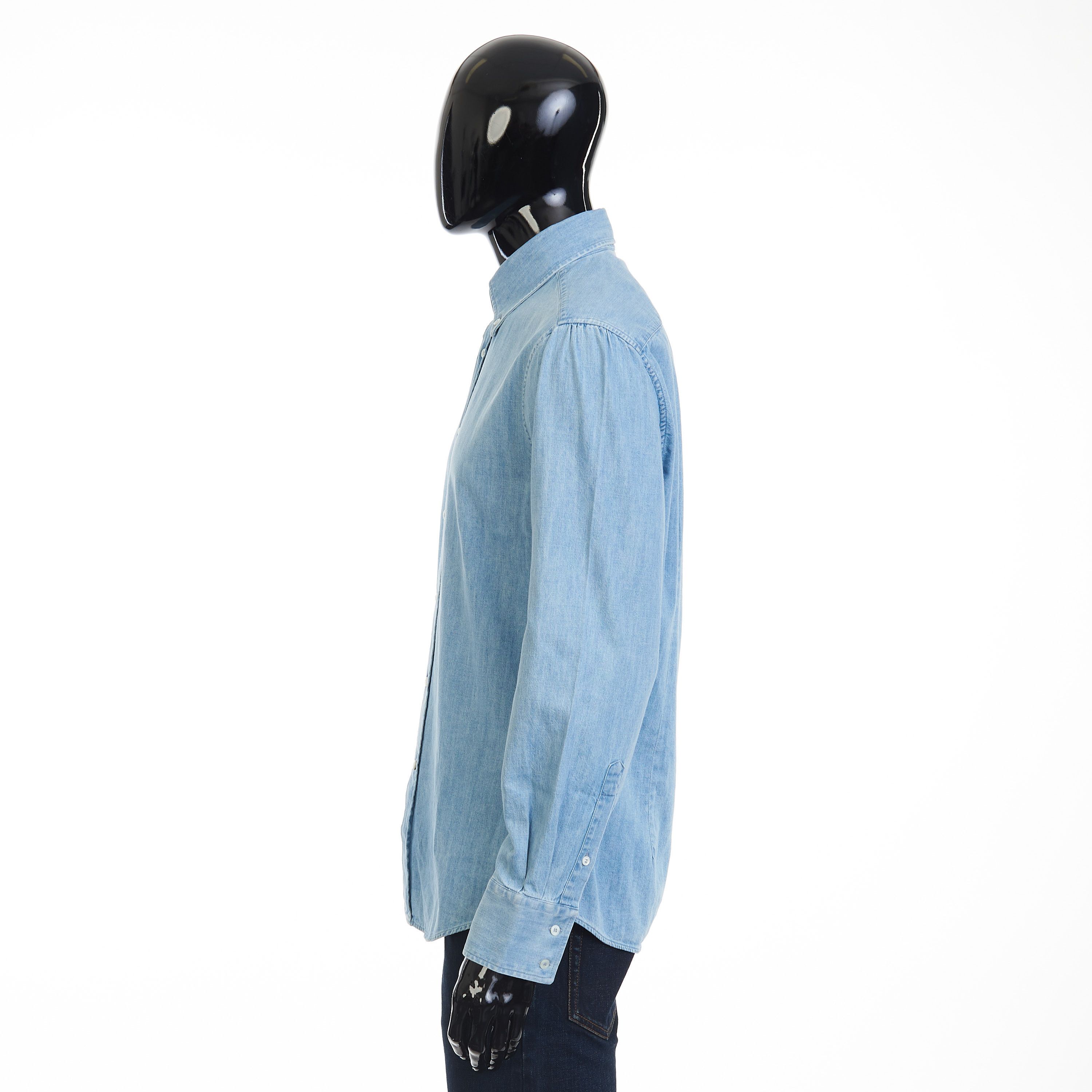 Brunello Cucinelli Denim Shirt - Slimfit, Button Down, Light Blue Cotton Size US M / EU 48-50 / 2 - 3 Thumbnail