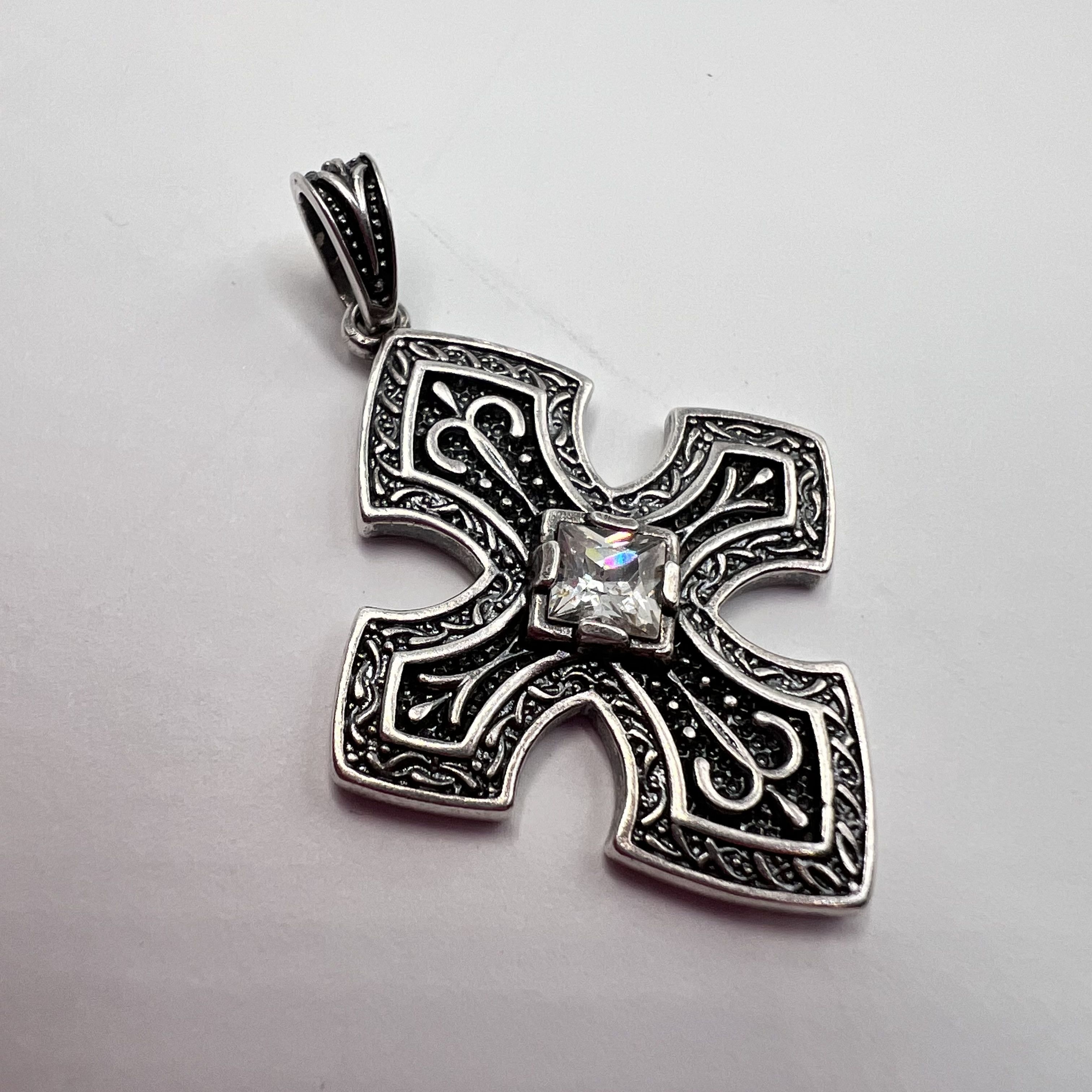 Vintage Vintage Used Pendant Cross Sterling Silver 925 6.58gr Size ONE SIZE - 3 Thumbnail